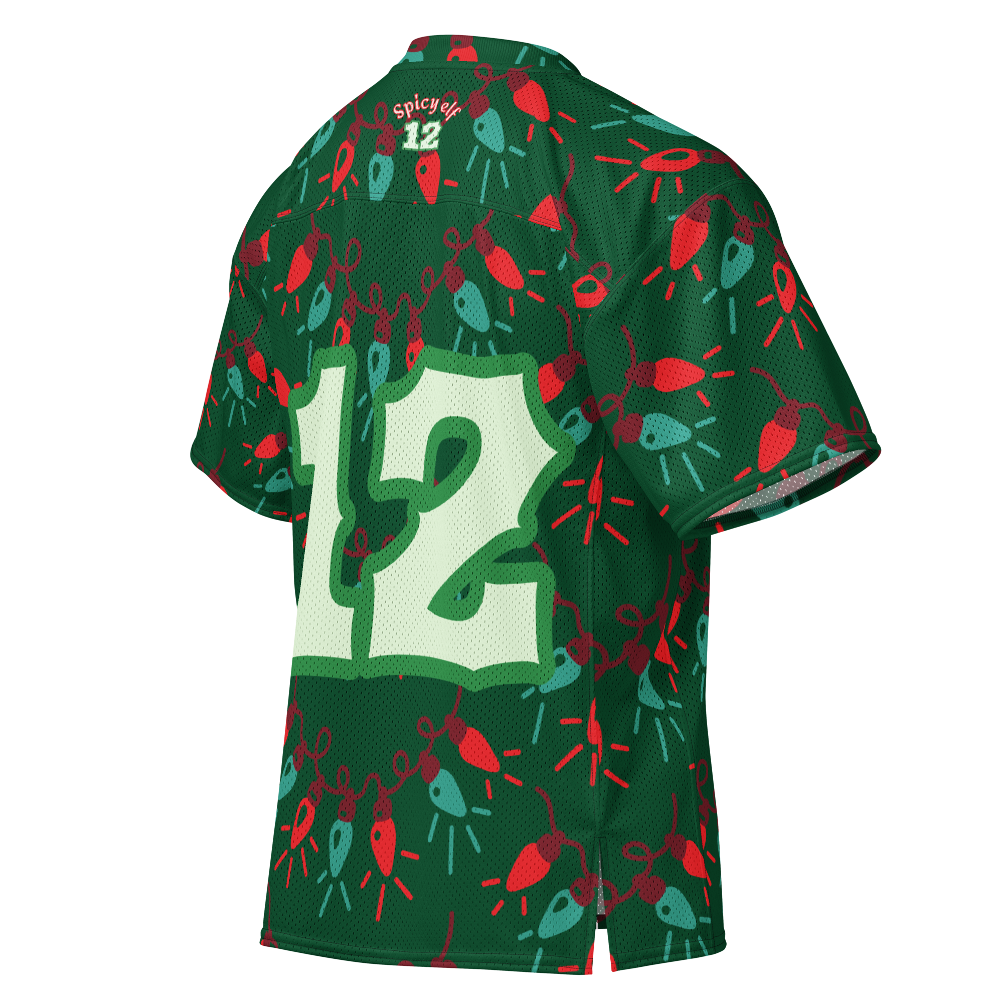 Funny warm-weather Christmas jersey with holiday lights, by Lolz on Tap. Alternative ugly sweater