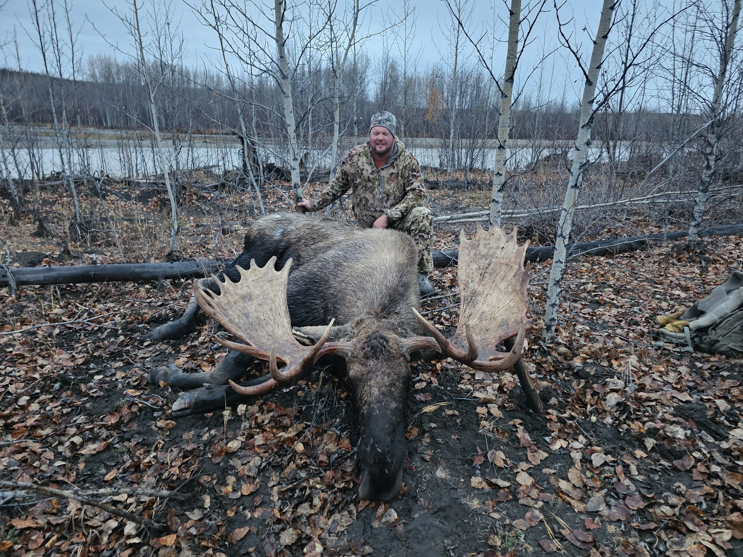 Trophy Yukon bull moose taken on a river float trip moose hunt with Blackstone Outfitters