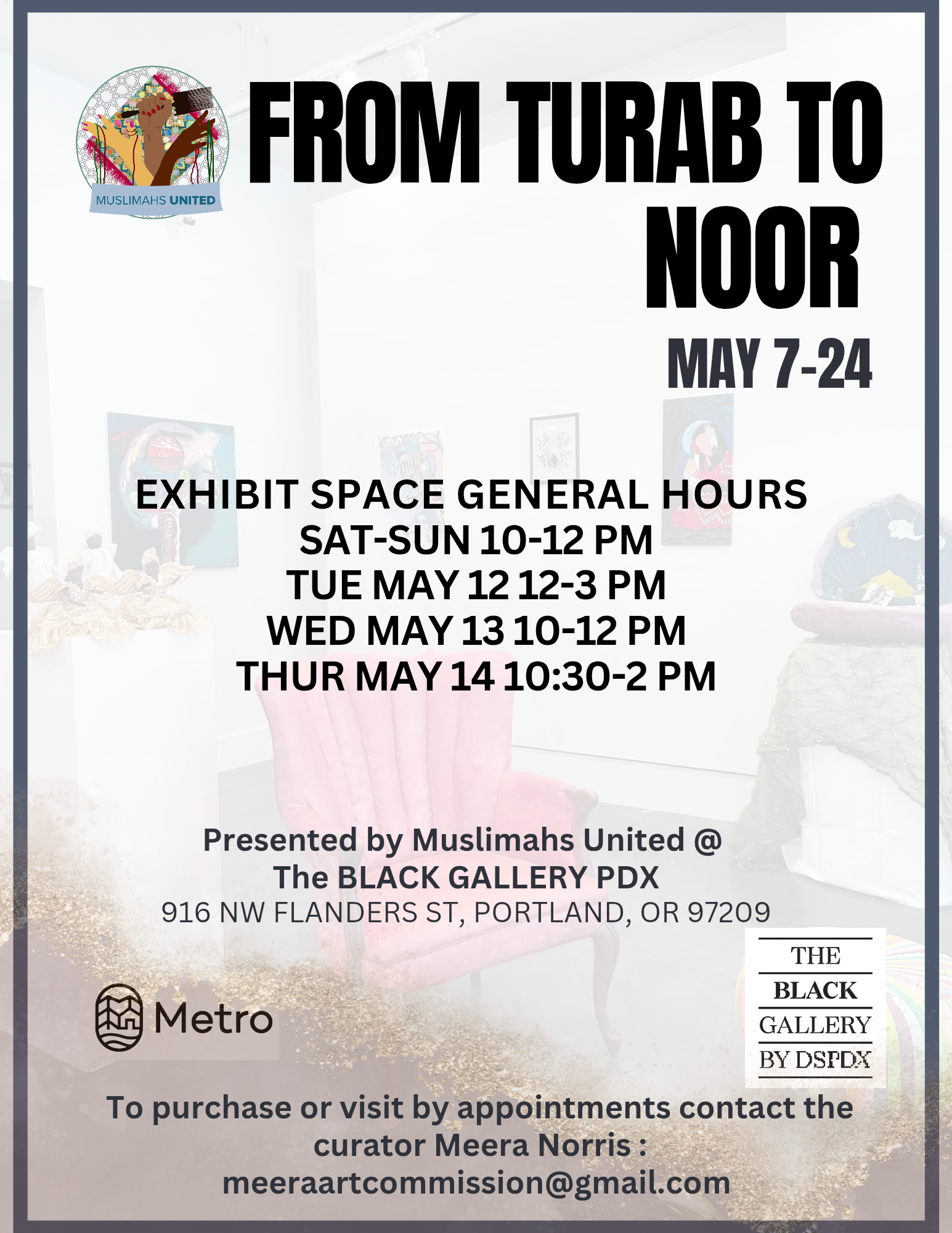“From Turab to Noor” The BLACK Gallery PDX