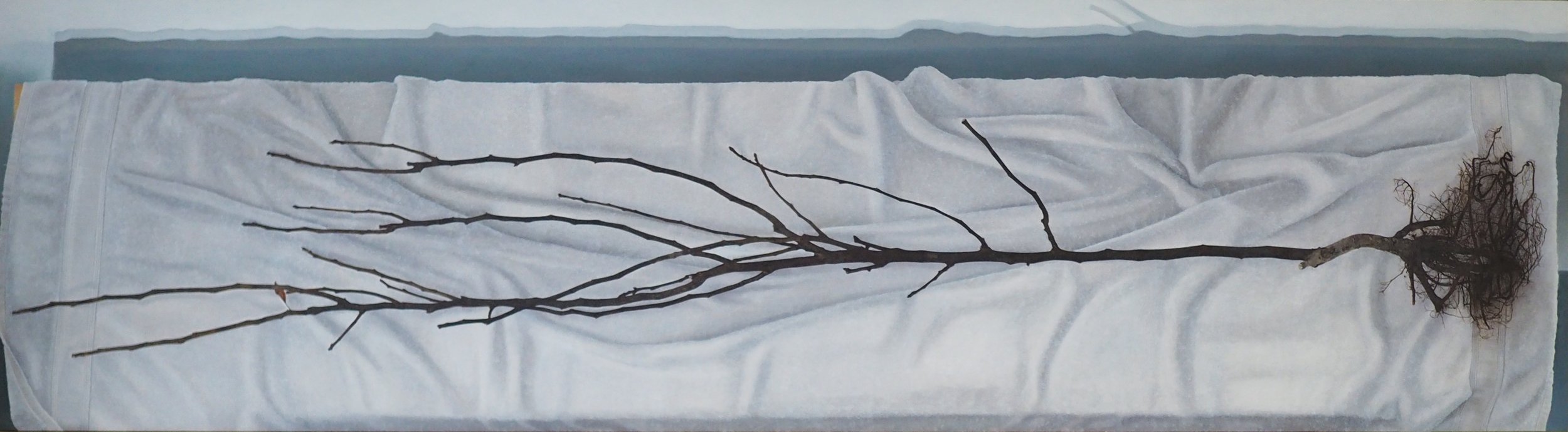 Laid out, 2025, oil on wood 180 x 50 cm