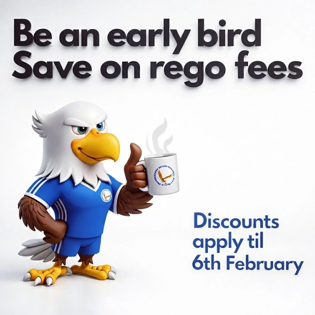 Did you know we have early bird prices running for U6s to U18s! Register early by 6th Feb to take advantage of this offer! 🦅
