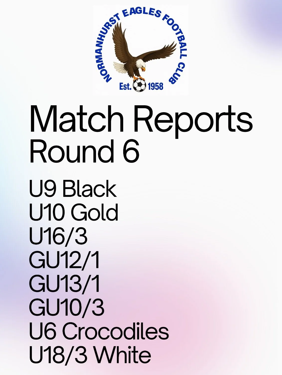 MATCH REPORTS from last weekend, ready to inspire everyone for this round !!! GO NORMO get out there and have some great games!