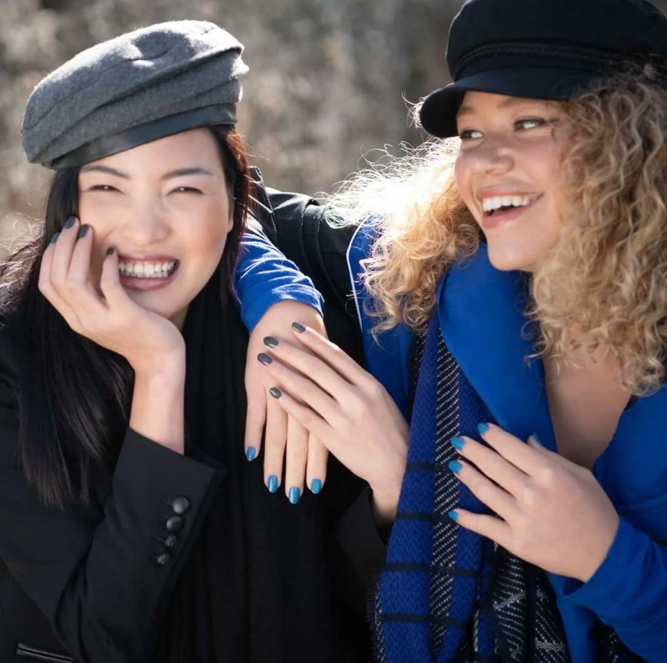 Hair and Makeup for the models on O.P.I's, Scottish Collection on Location in Edinburgh, Scotland. Models wear checks and tartans