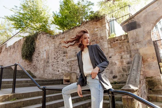 Promod 2018 collection - model wears jacket and jeans