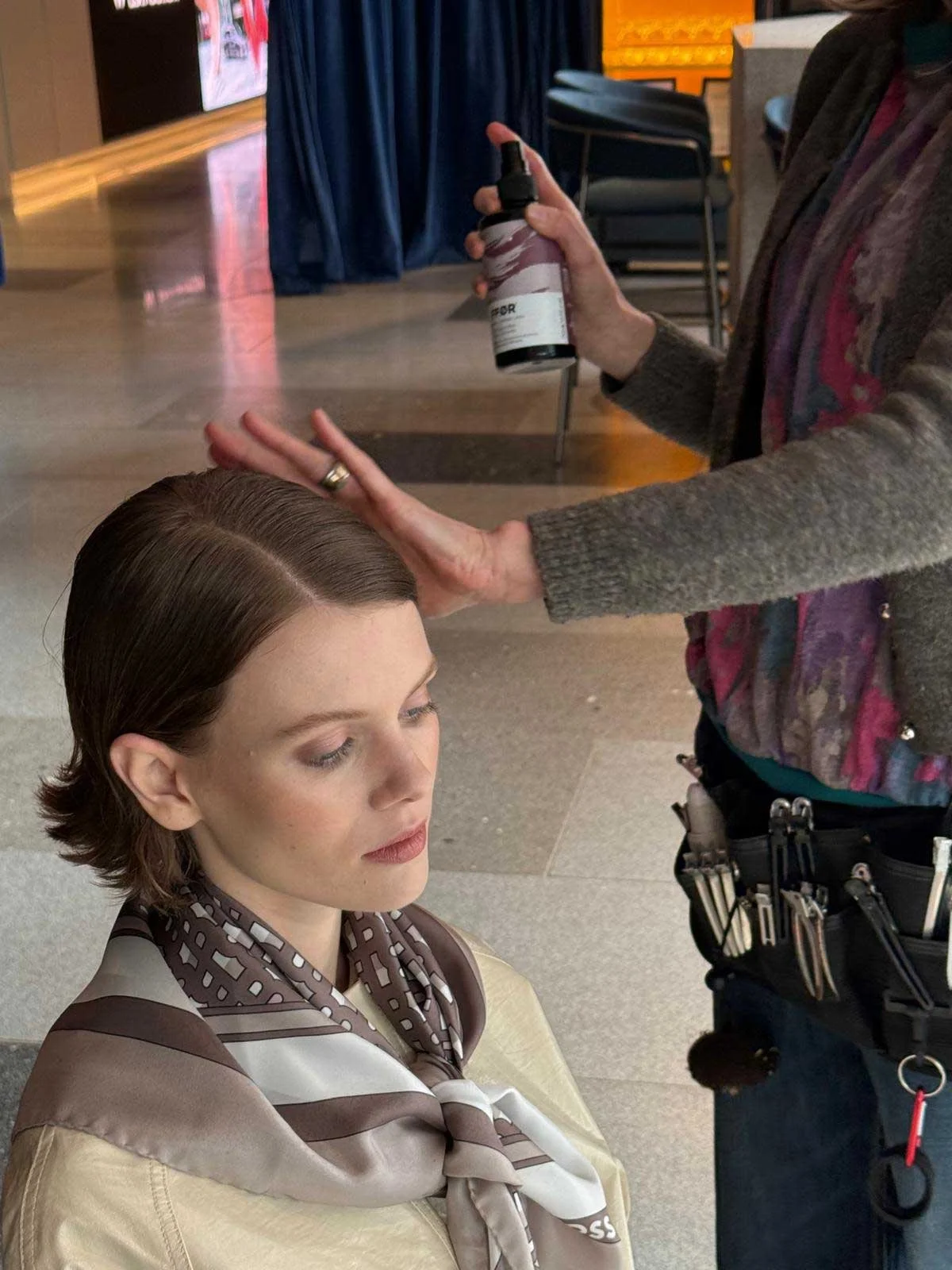 julie mcguire hair - sleek Center part bob