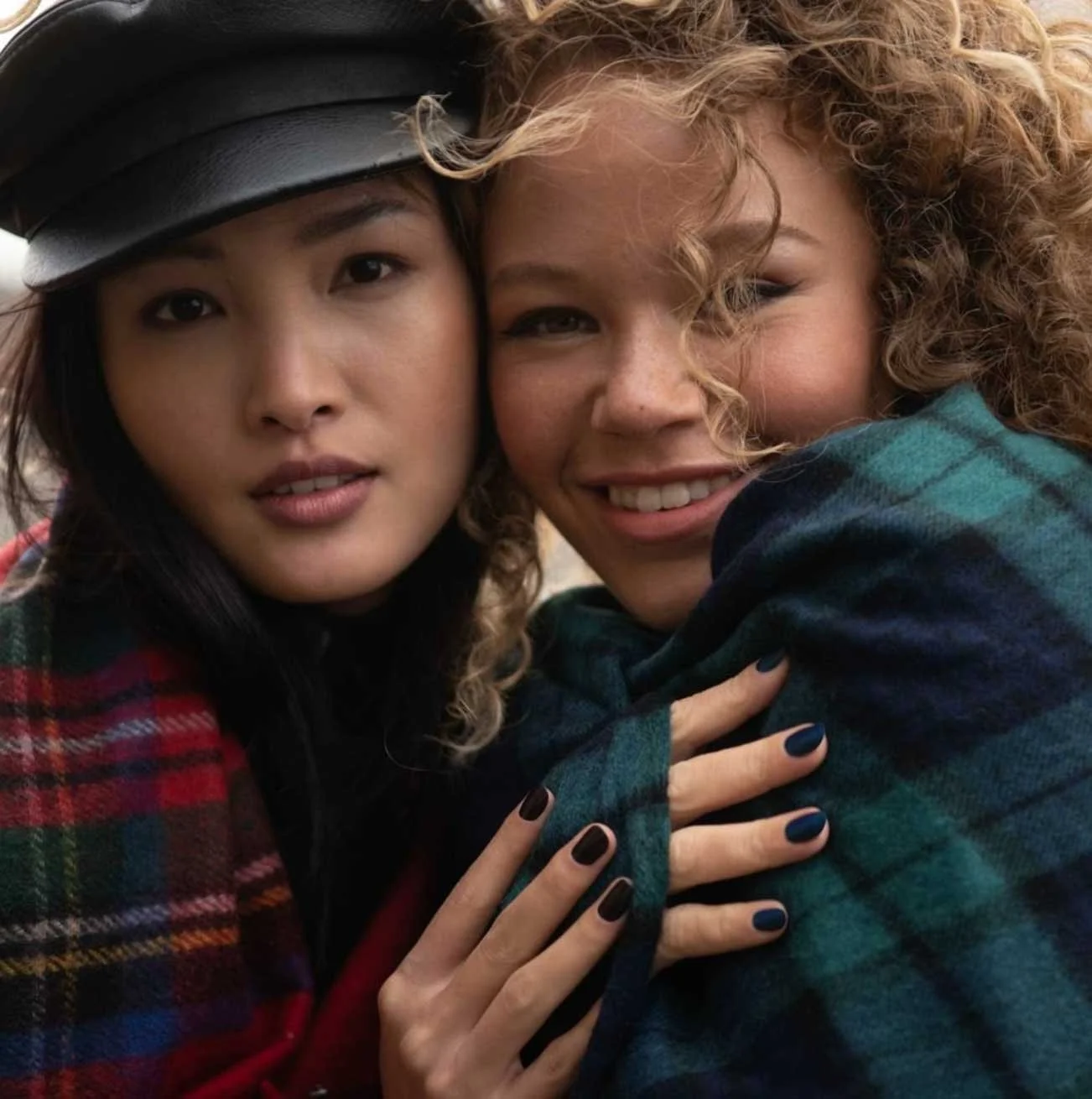 Hair and Makeup for the models on O.P.I's, Scottish Collection on Location in Edinburgh, Scotland. Models wear checks and tartans