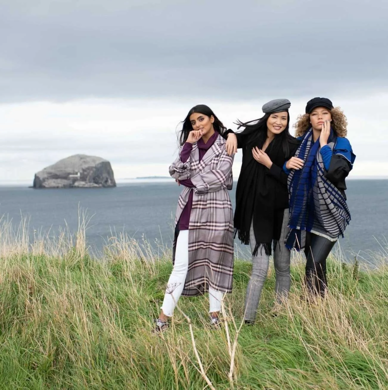 Hair and Makeup for the models on O.P.I's, Scottish Collection on Location in Edinburgh, Scotland. Models wear checks and Scottish tartans