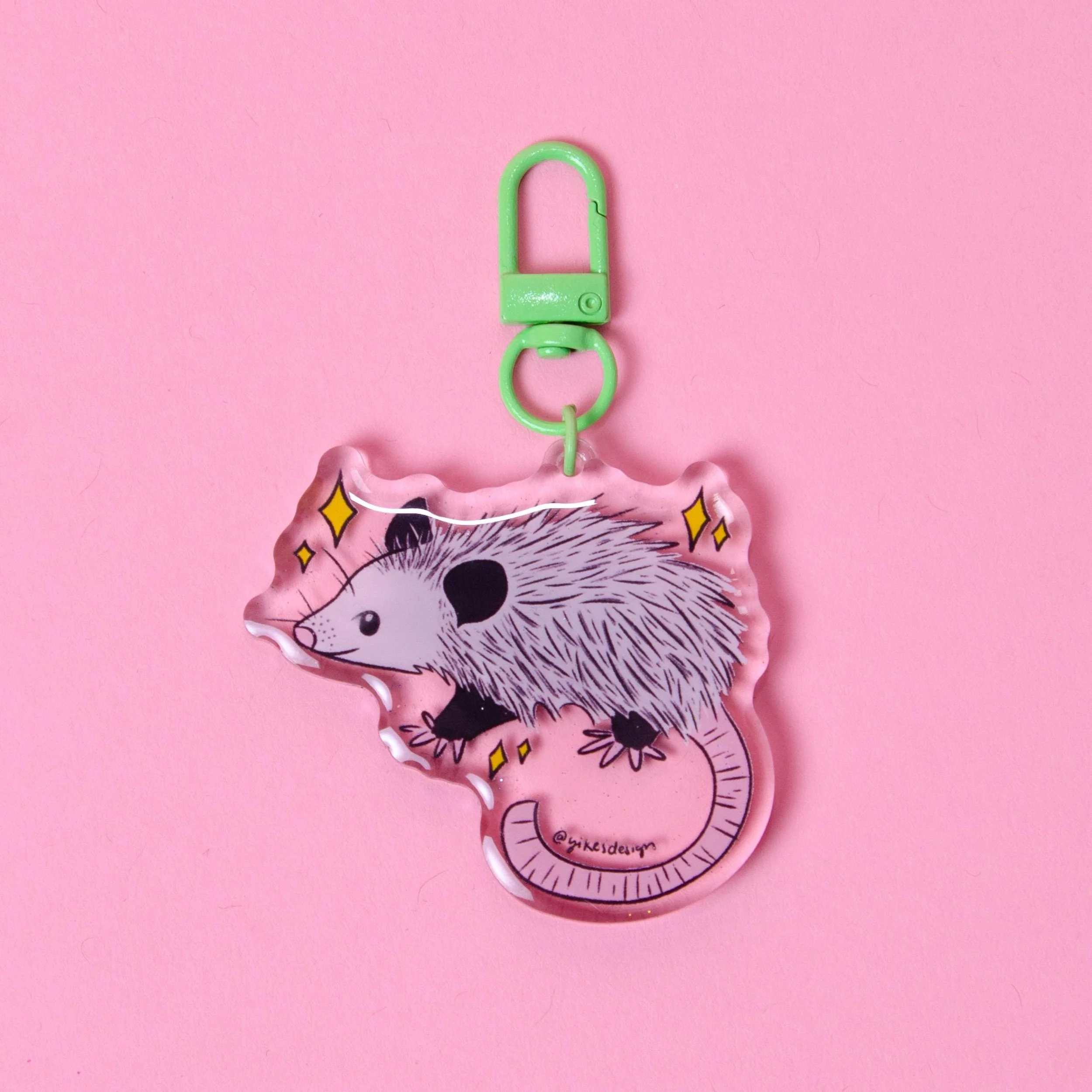 Opossum Keychain Original Illustrated Design