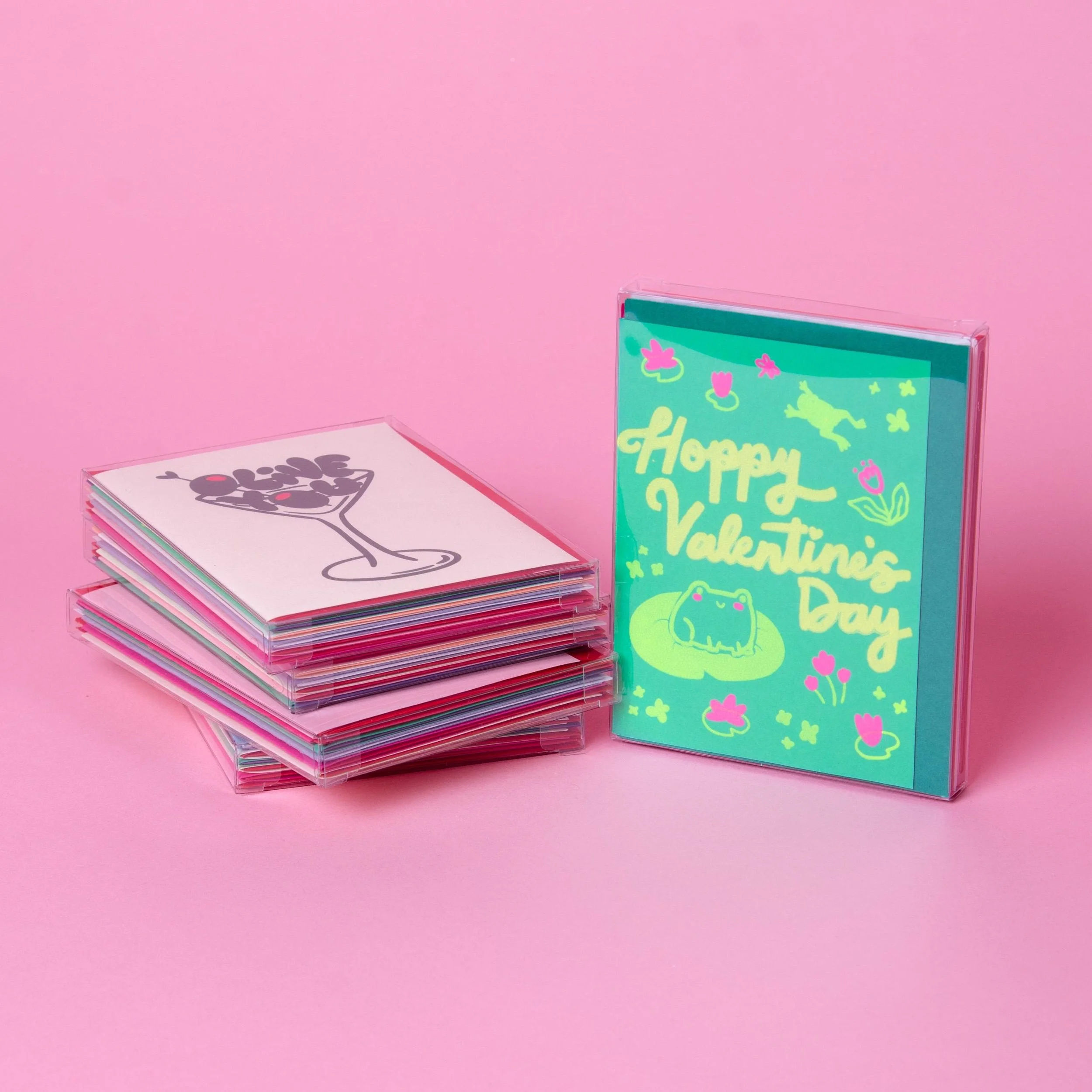 Screenprinted Valentine's Day Card Set: Handmade Blank Cards (Set of 6)