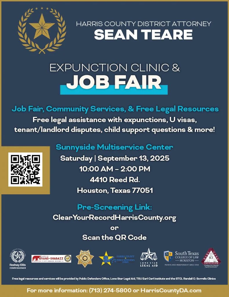 Harris County District Attorney’s Office: Expunction Clinic & Job Fair