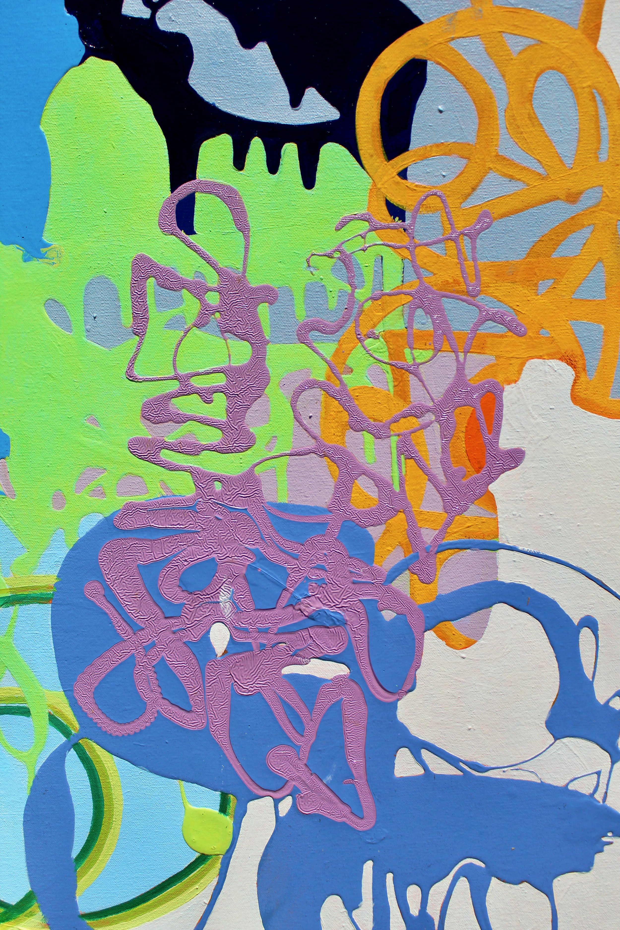 "Skull in the Surf" Detail
Oil, Enamel, Latex and Spray Paint on Canvas
36 in x 48 in
2022