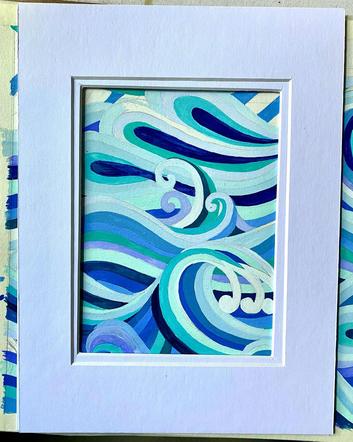 Waves Liz? Really? By the ocean? What can I say, that shit is mesmerizing. Working on a large gouache piece, its almost too much so Im framing out the bits I like, redo, rework, repeat. #oceanmantakemebythehand #abstractlandscape #newenglandartist #c