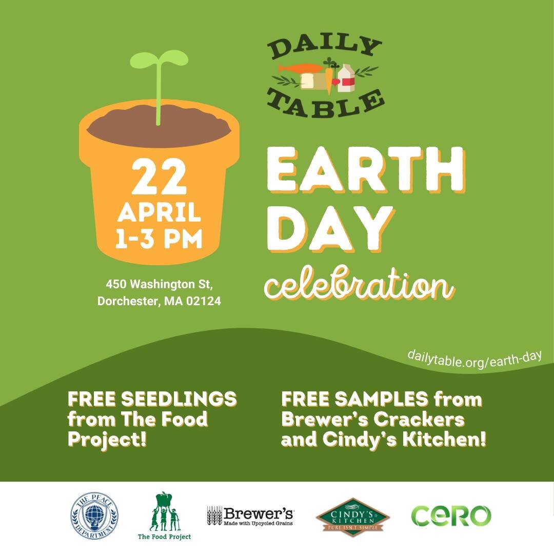 Happy Earth Month! We're hosting an event on Earth Day to showcase some of our wonderful partners who make our work possible!

Swing by our Dorchester store on April 22nd to pick up a free seedling from @the_food_project, free samples from @brewersfo