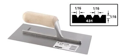 Crain 431 Trowel 1/16 x 1/16 x 1/16 V Notch