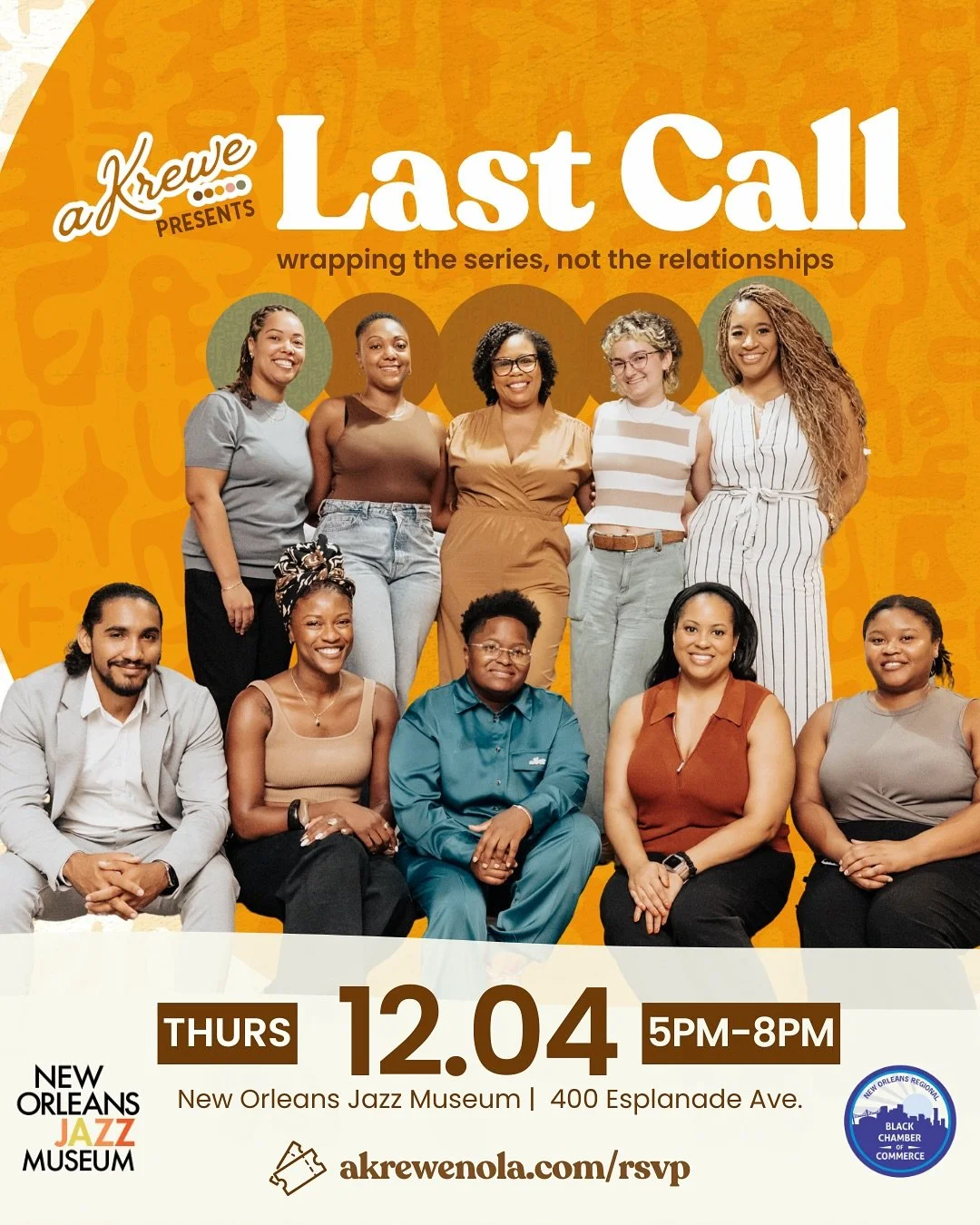Last Call x aKrewe 🫱🏽‍🫲🏿⚜️
don’t miss out on the final chapter of the aKrewe networking experience. join us for Last Call, in collaboration with @nolajazzmuseum! on thursday, 12/4 we’ll network, and saturday, 12/6 we’ll cel