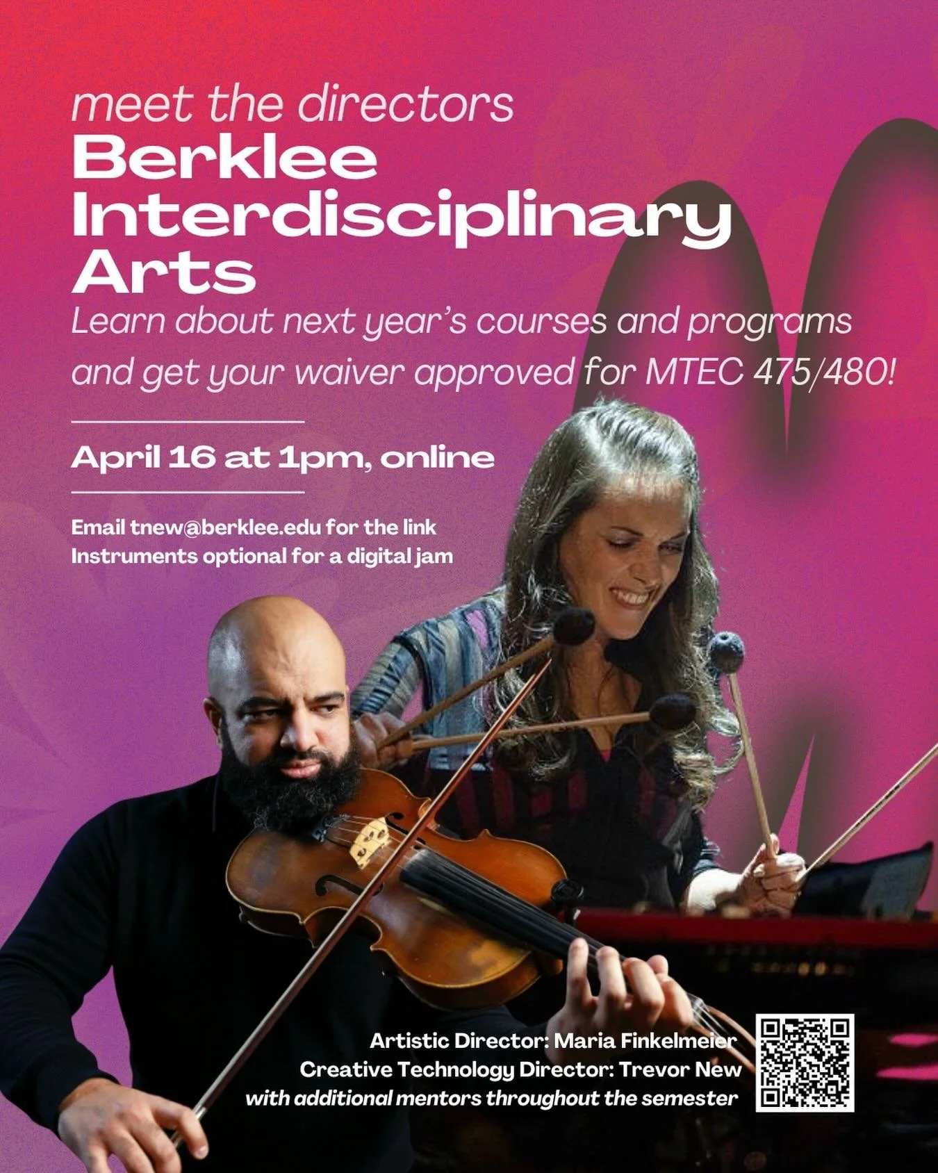 Bring your wild ideas, we&rsquo;ll help them find their form 🎶🫟🎧

Meet the new Berklee Interdisciplinary Arts directors! Following the work of founder Neil Leonard (@neilleonard3) the program is now under Artistic Director Maria Finkelmeier (@mari