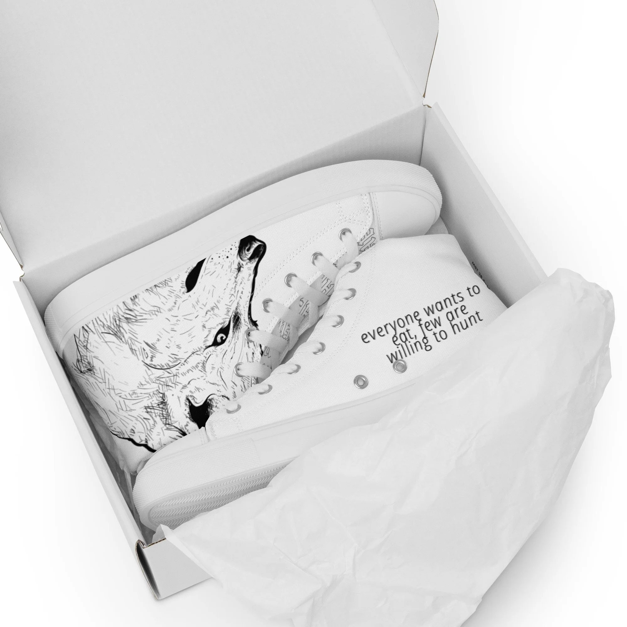 Feed The Wolf Men’s high top canvas shoes