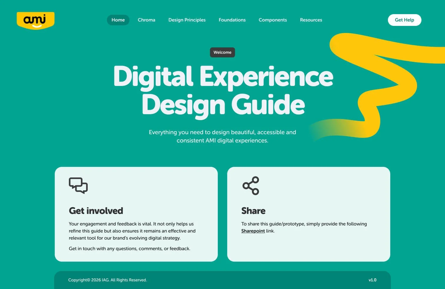 Kevin Schluter Design | IAG | AMI | Digital Experience Design Guide home page