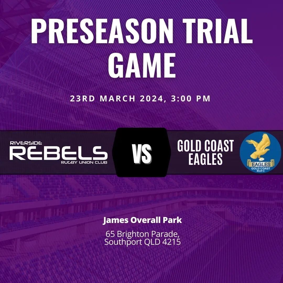🏉⚫🟣 Preseason footy kicks off 3pm Saturday 23rd March vs Gold Coast Eagles at James Overall Park in Southport