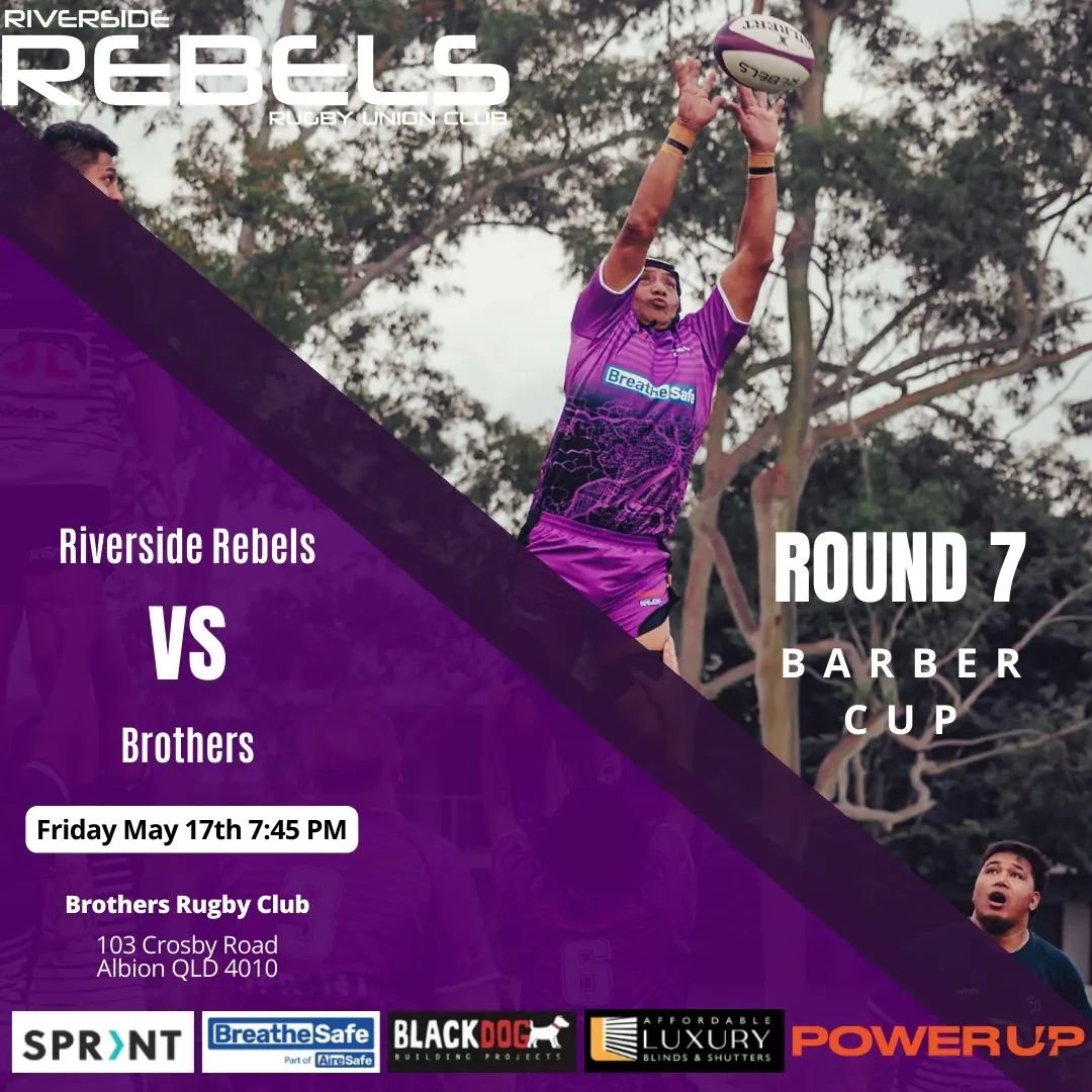 🟣⚫ Round 7 sees the Rebels take on Brothers in a Friday night clash at Crosby Park 🏉🏉 

Photo:@cbphotography.me

 @queensland_suburban_rugbyunion @sprintdigitalau @breathe_safe @blackdogbuildingprojects @affordable_luxury_blinds @powerupelectrical