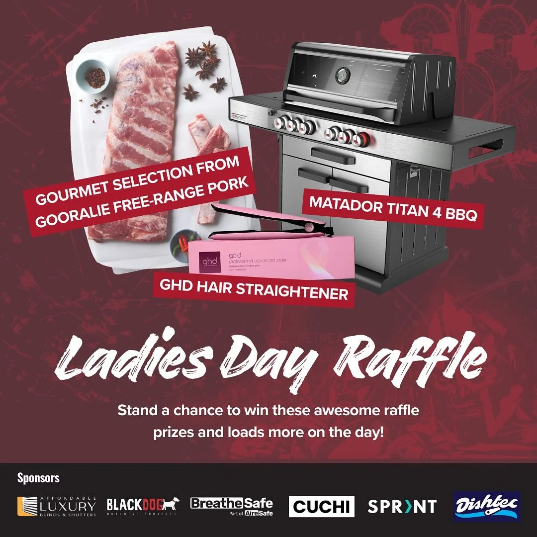 LADIES DAY RAFFLE PRIZES REVEALED!

You do not want to miss this&hellip;

- Matador Titan 4 BBQ 
- GHD Gold Professional Advanced Styler 
@gooraliefreerangepork Box &ndash; A premium selection straight from the farm:
&bull;  Pork loin roast (1.2&ndas