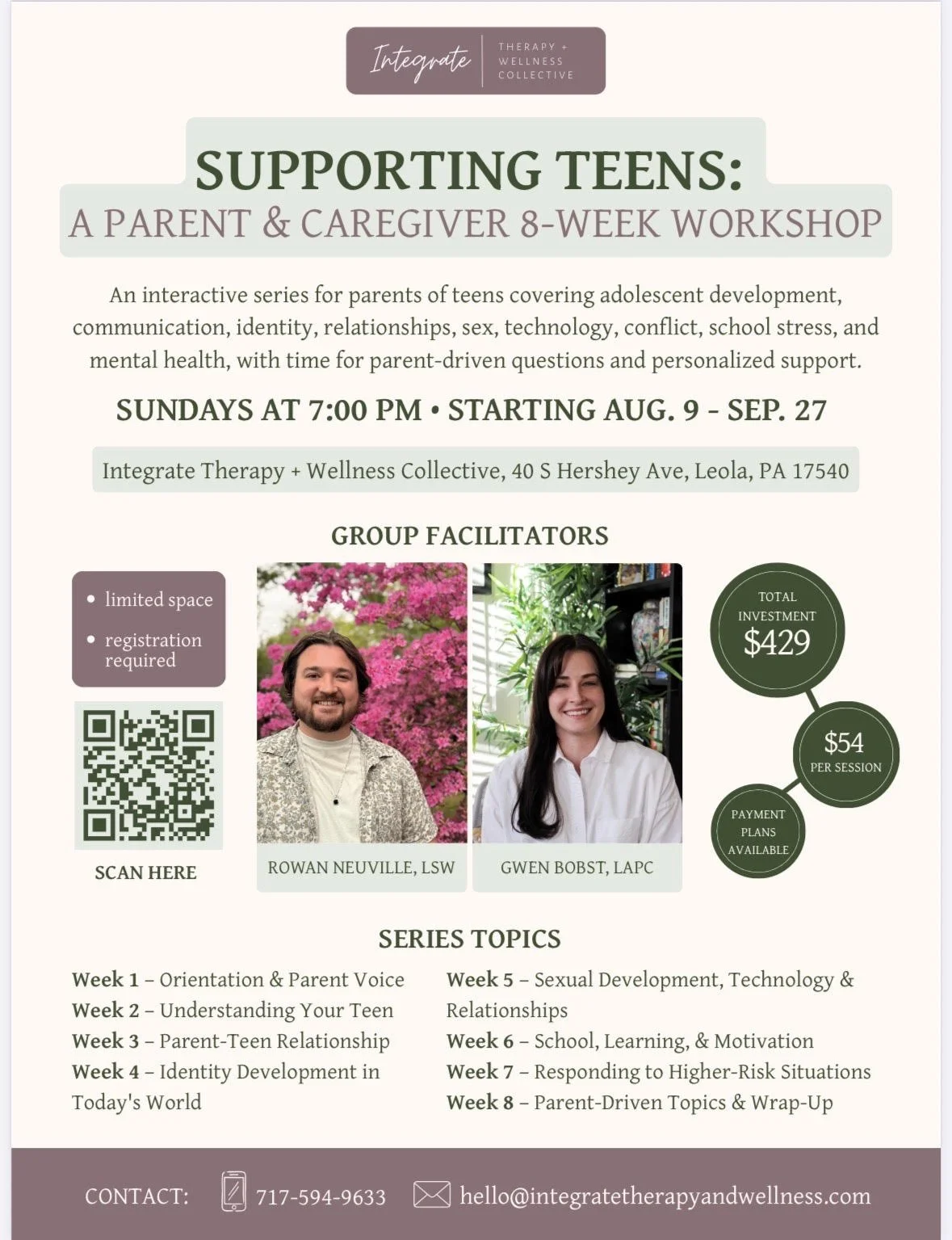 8-week Workshop for Parents and Caregivers of Teens