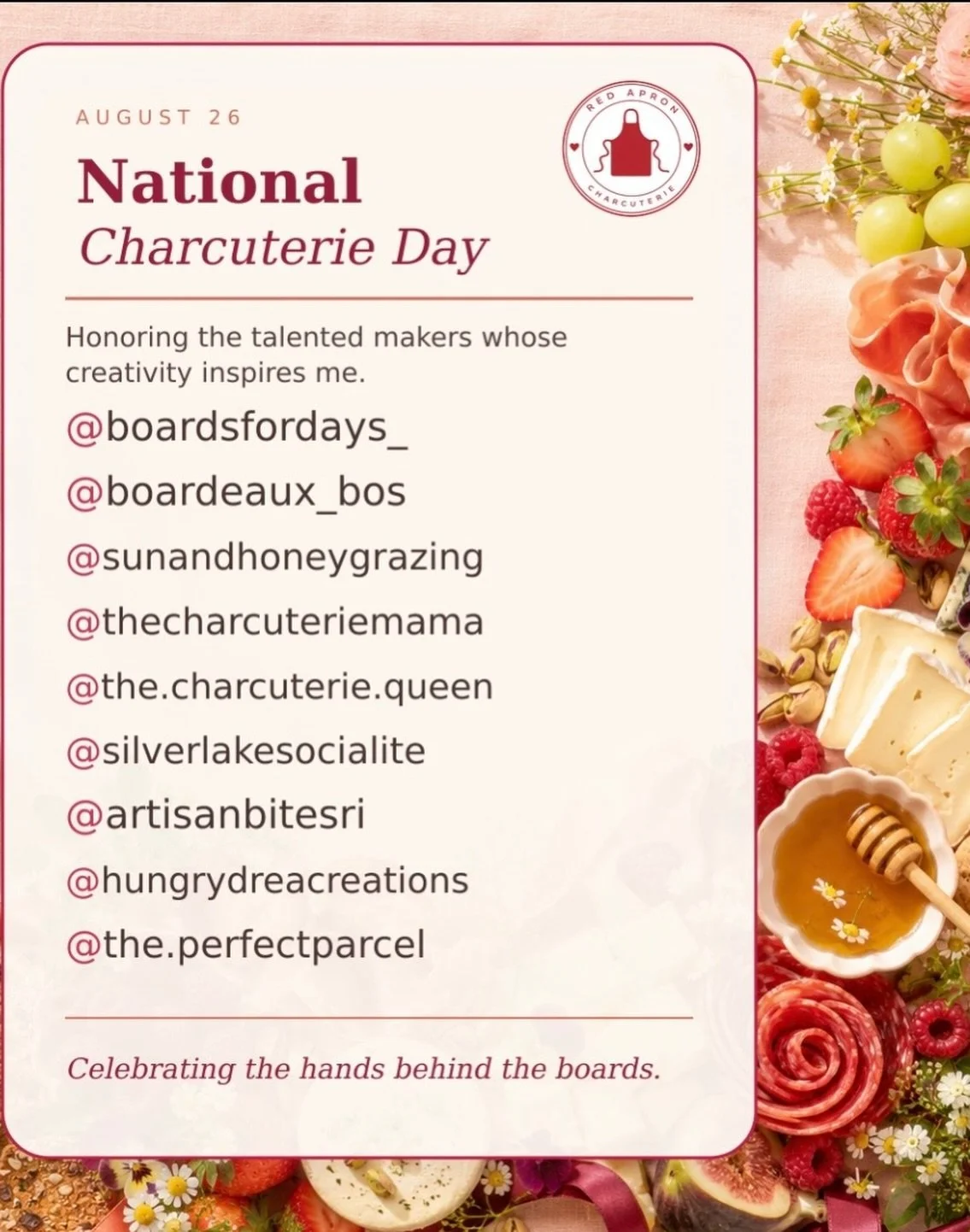 Happy National Charcuterie Day! 🧀🍇✨

Today, I&rsquo;m celebrating not only the beautiful boards, but also the talented hands and creative minds behind them.

These are a few charcuterie businesses and creators&mdash;some close to home and others ac