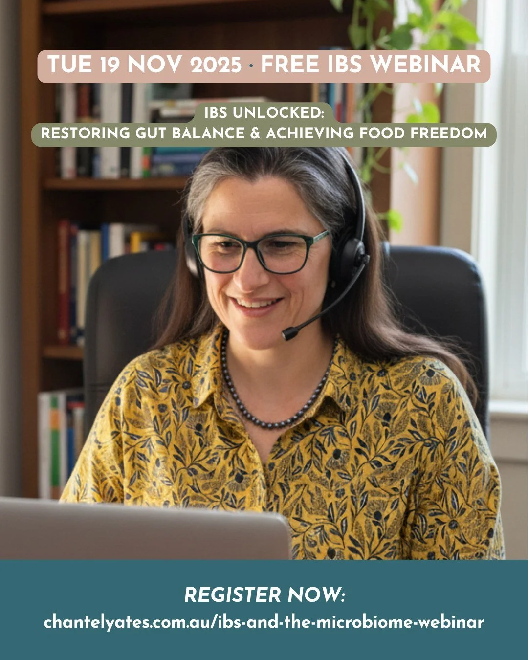 Tired of IBS calling the shots? Always scoping out the nearest bathroom? Hiding behind baggy clothes because of bloating?

Here's what I know: it doesn't have to stay this way.

I'm hosting a FREE live webinar on Tuesday, November 18th at 10am AEDT, 