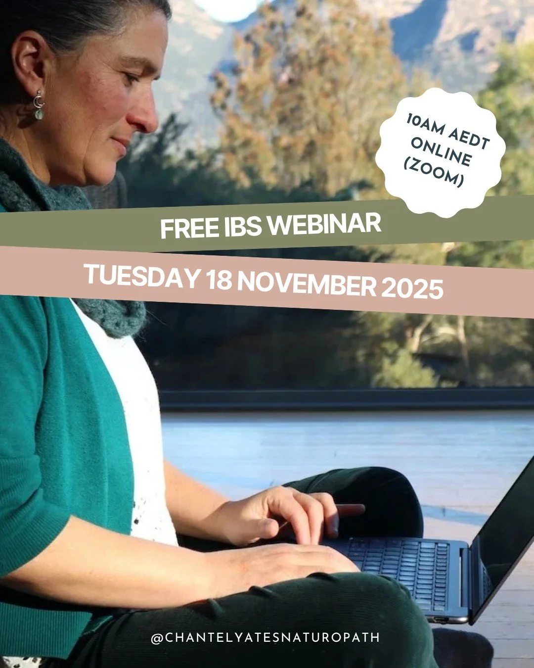 FREE WEBINAR 🌿 IBS Unlocked: Restoring Gut Balance &amp; Achieving Food Freedom

Date: Tuesday 18th November
Time: 10am AEDT
Where: Online (Zoom)
Includes: Live session + replay recording + resource handout

If you've been living with IBS, you've pr