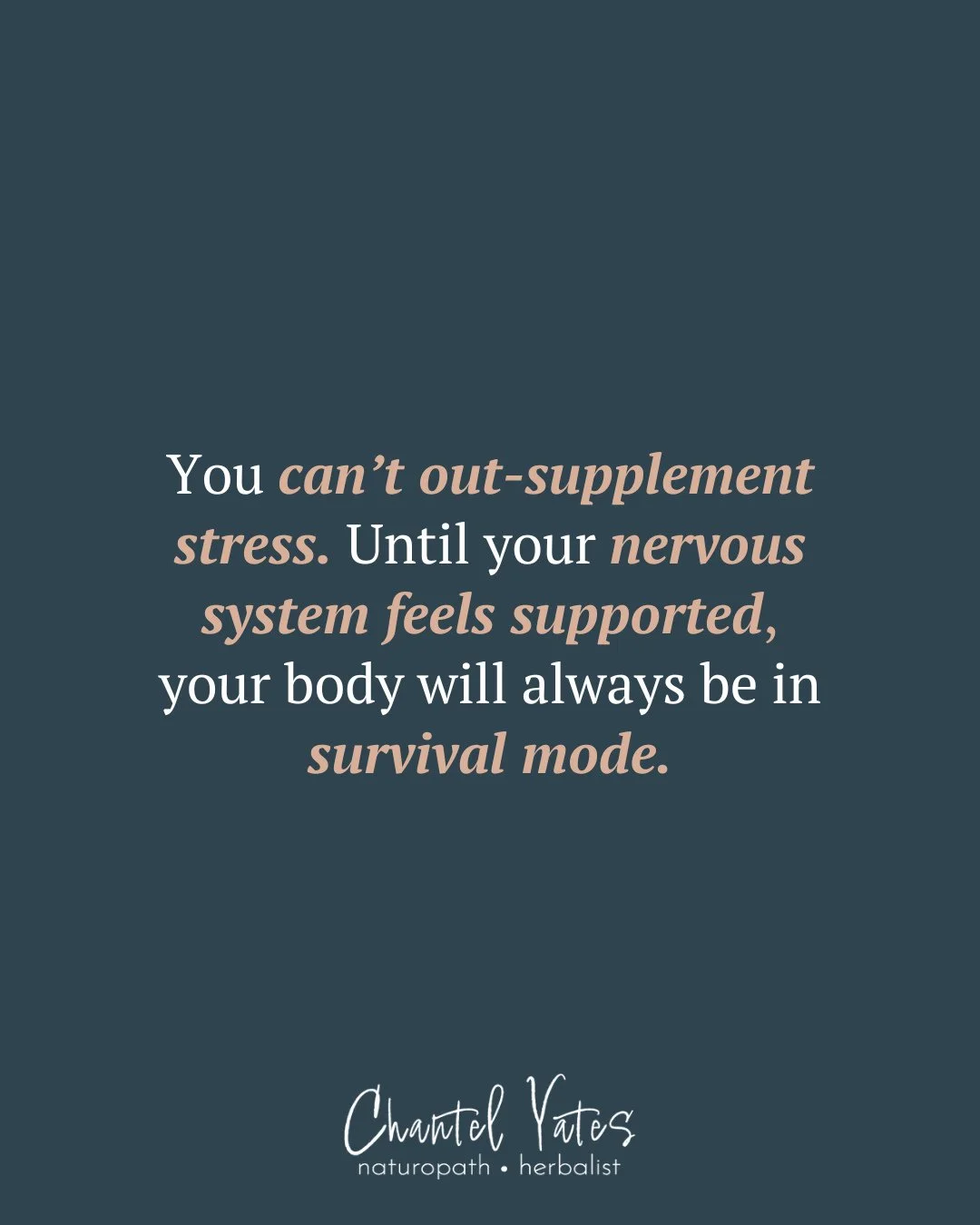 You can&rsquo;t out-supplement stress 😥⁠
⁠
If your nervous system is constantly in fight-or-flight, your body&rsquo;s resources are focused on survival, not healing.⁠
⁠
That means even the best diet, supplements, or protocols won&rsquo;t work effect