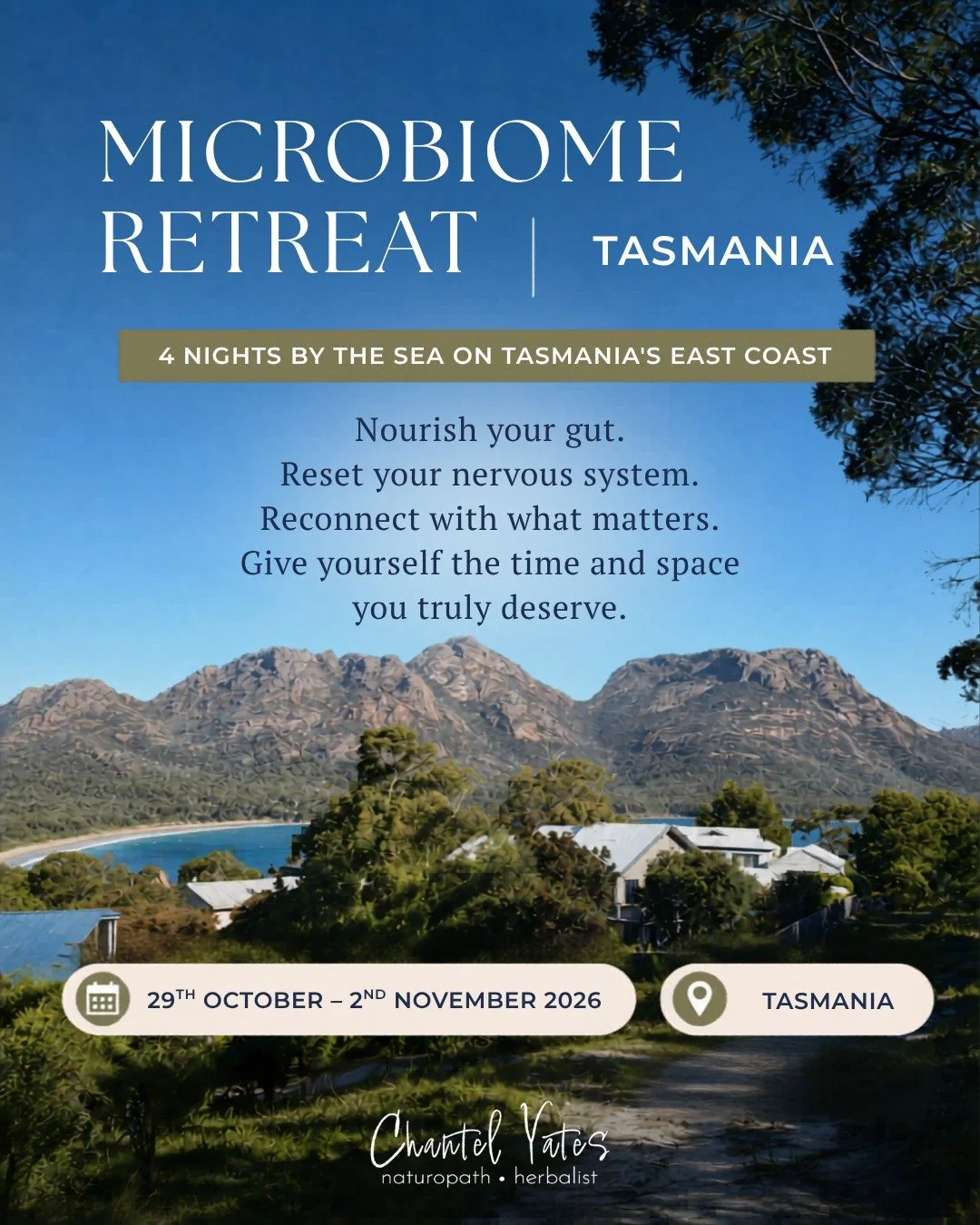 What if supporting your hormones wasn&rsquo;t another thing to &ldquo;fix&rdquo; or perfect&hellip; but an invitation to slow down, reconnect, nourish yourself, and feel deeply supported?

Join us on Tasmania&rsquo;s breathtaking east coast for 4 nig