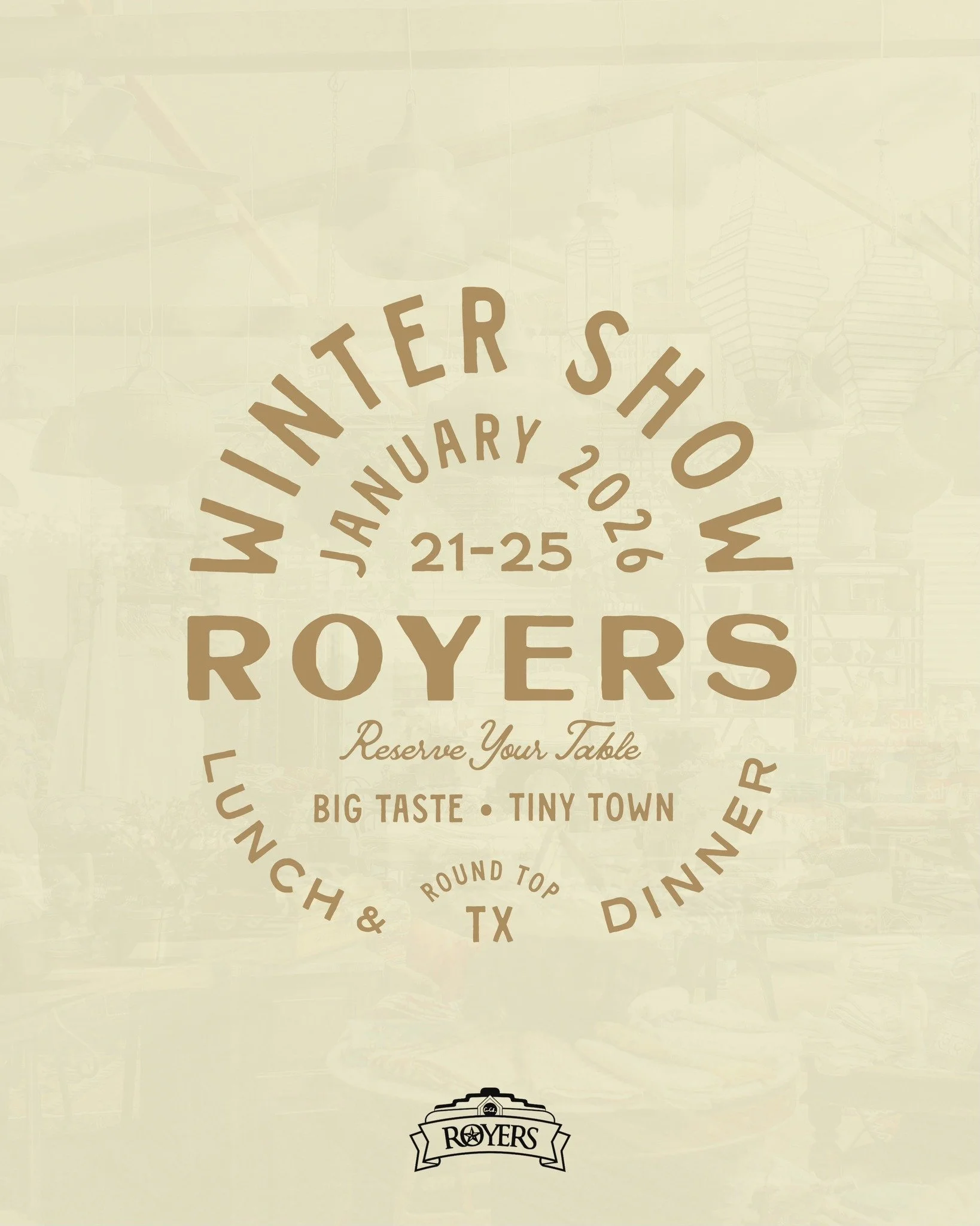 ✨ It&rsquo;s go time, Round Top! ✨

Dinner reservations for the Winter Antique Show are  open. Give the Caf&eacute; a call and get your name on the list.

🥗 Lunch is first come, first served
🍽️ Dinner reservations at 5pm, 6:30pm &amp; 9pm

📞 Call 