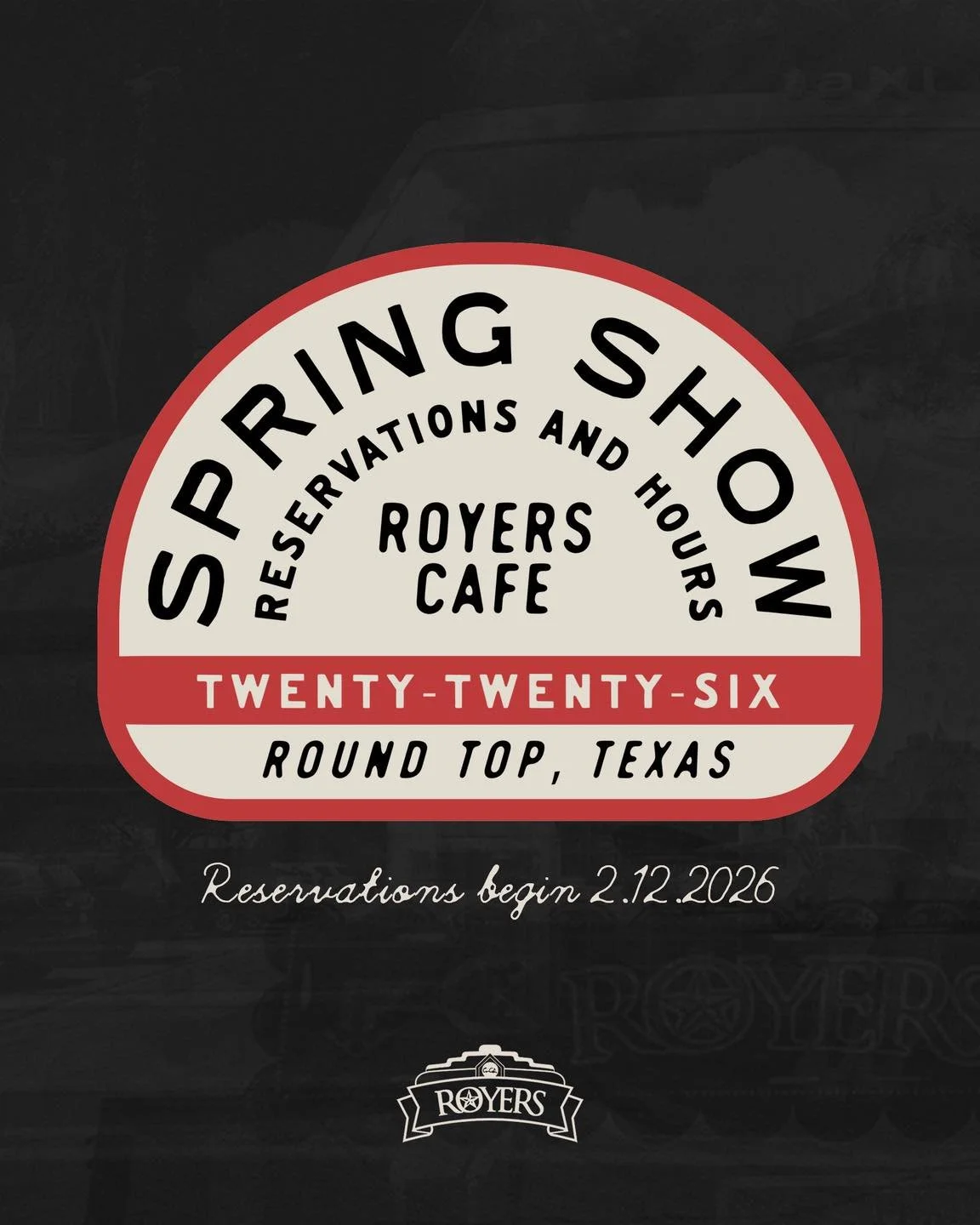 📞 Dinner reservations for the Spring Antique Show are NOW OPEN!
Call 979-249-3611

A credit card is required to hold dinner reservations.

🍽 Lunch is first come, first served

Hours:
Mar 11 | 11am&ndash;2pm
Mar 12&ndash;14 | 11am&ndash;2pm &bull; 5