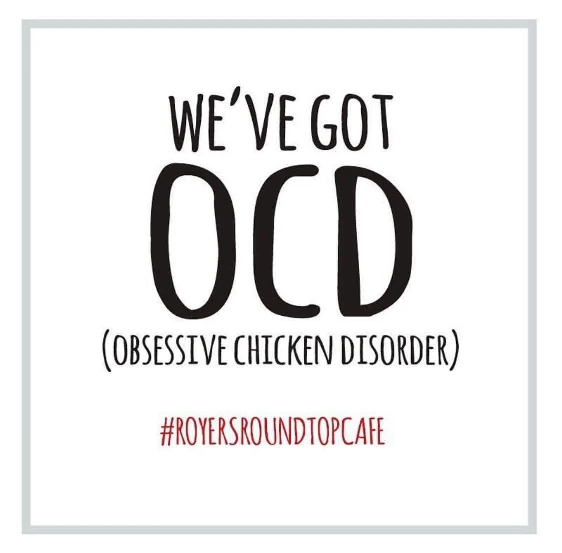 OCD = Fried Chicken Disorder 🍗

There are worse things in life 😉

Get your fix today from 11&ndash;2 before it&rsquo;s gone!
.
.
.
#bigtastetinytown #royersroundtopcafe #roundtoptx