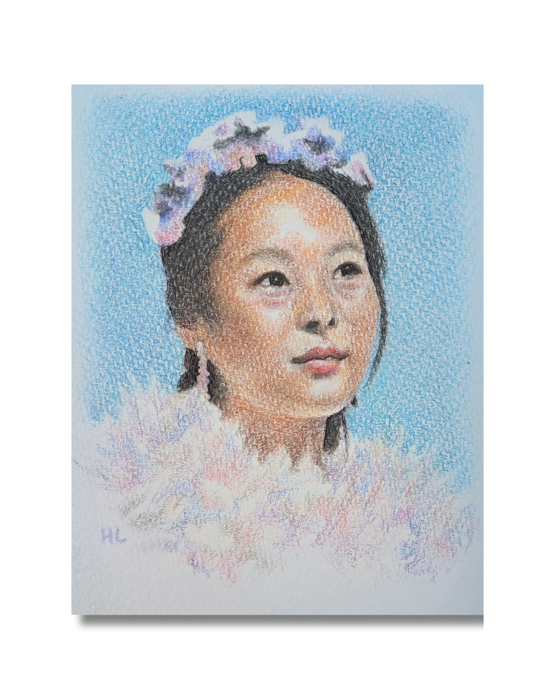 Bindu in her flower crown.