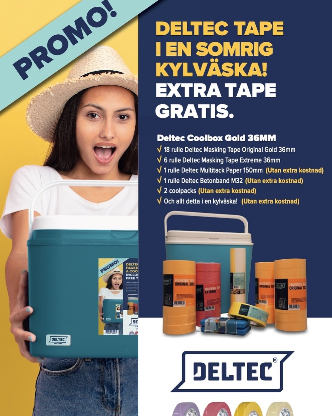 Just nu! 

Gratis kylv&auml;ska fylld med en m&auml;ngd Deltec maskeringsprodukter n&auml;r du best&auml;ller f&ouml;r 5.000 SEK i v&aring;r shop.

V&auml;rdet p&aring; kylv&auml;skan med inneh&aring;ll &auml;r 1.995 SEK. Ange kod COOLSUMMER.

L&auml