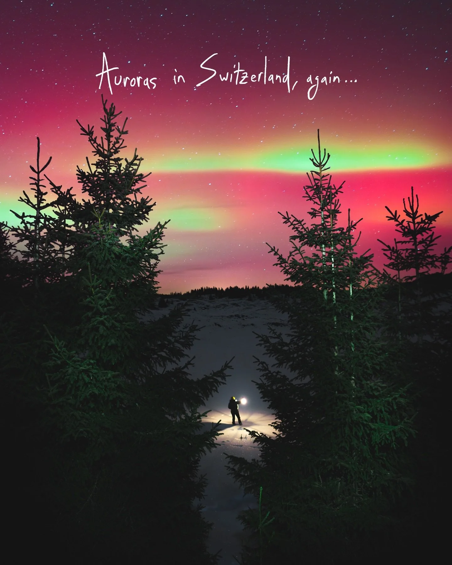 AURORAS IN SWITZERLAND, AGAIN !

2 days ago, the swiss sky lit up with bright red, green and purple colors for the most magical night ever.

As soon as we saw it from our balcony, we headed to the closest mountain to capture this amazing show with @g