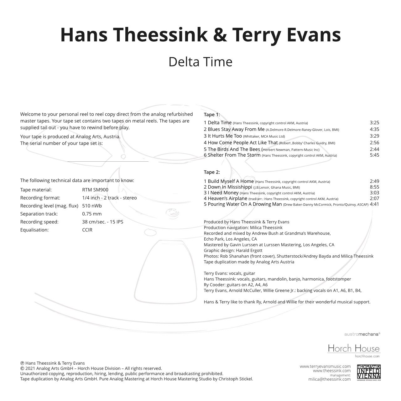 Hans Theessink Terry Evans Delta Time Credits