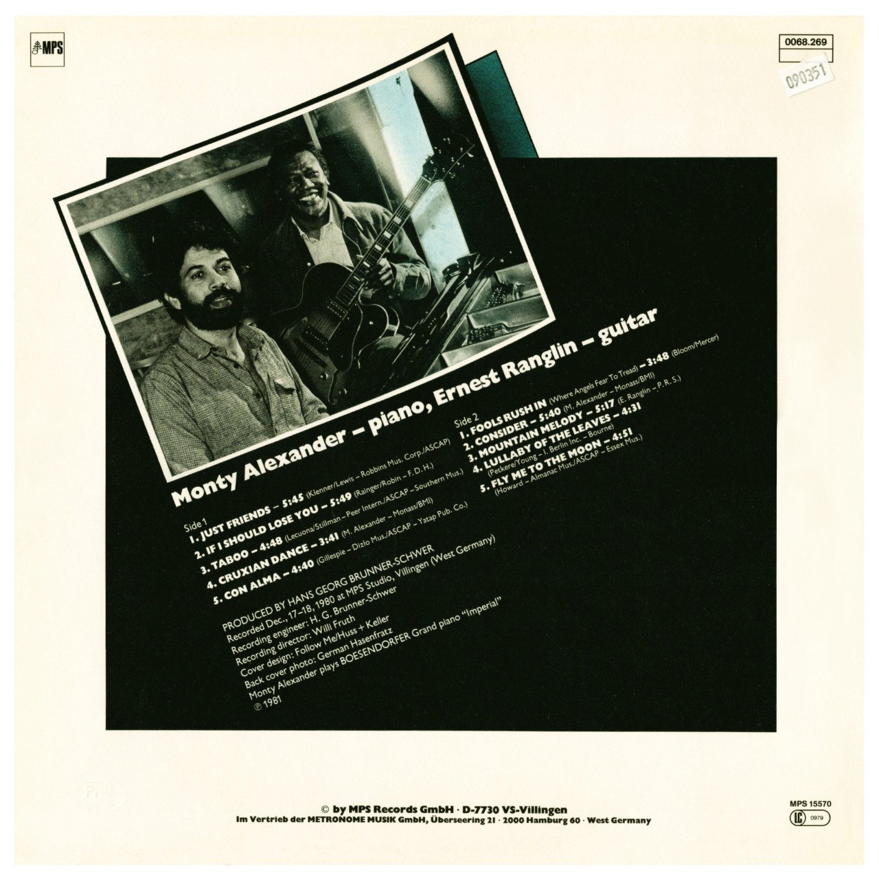 Monty Alexander Ernest Ranglin Untitled Cover Backside