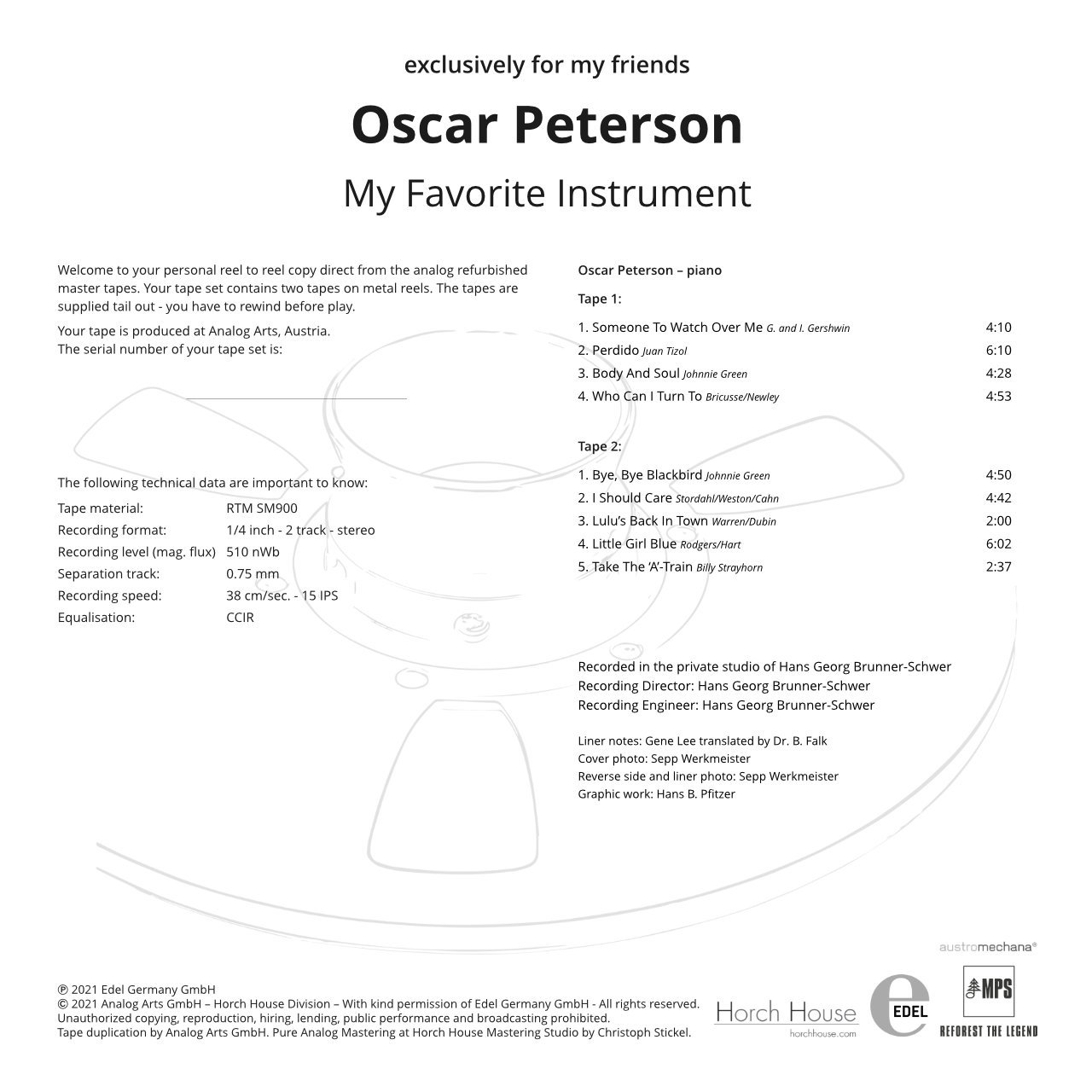Oscar Peterson My Favorite Instrument Credits