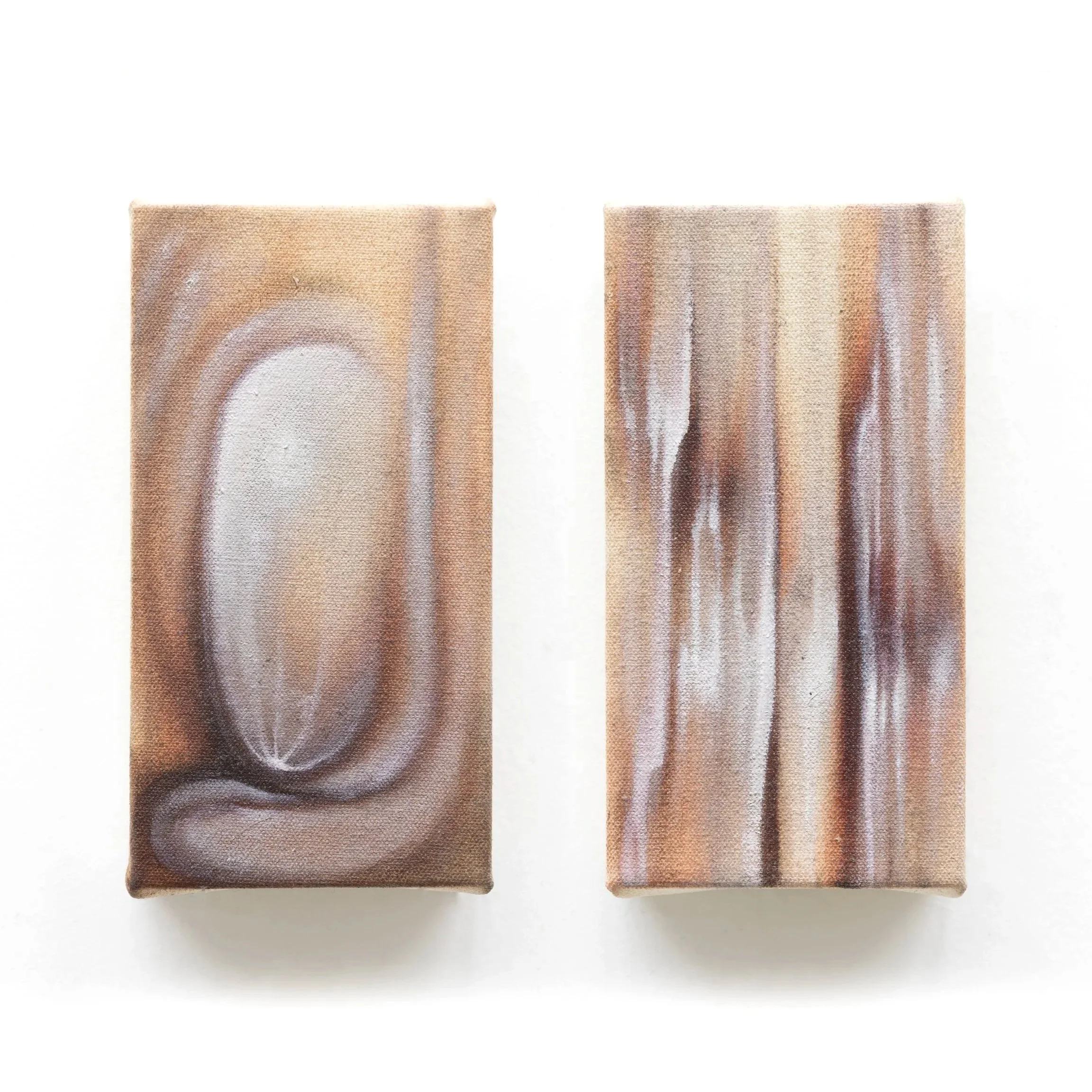 Giant Matter ||, 2026. Oil on cotton canvas — Two Panels 15 x 8 cm each, 15 x 16 cm