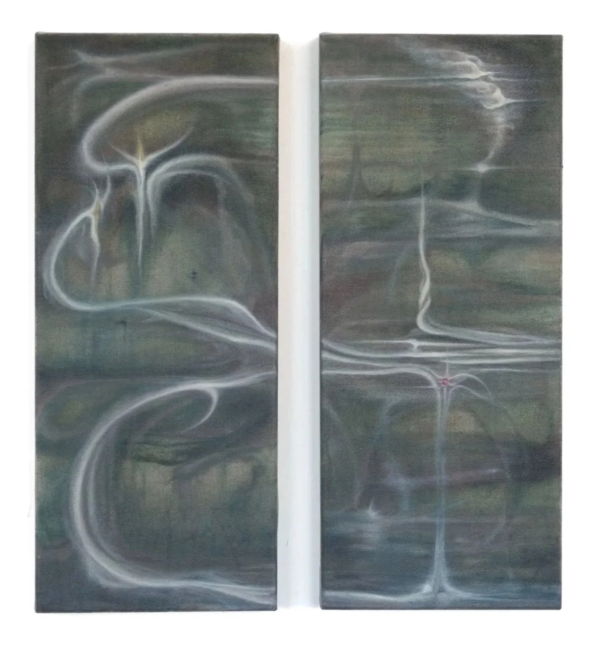 As The Dusk Settles, “Fear Me Not”, 2026. Oil on linen — Two Panels 60 x 25 cm each, 60 x 50 cm