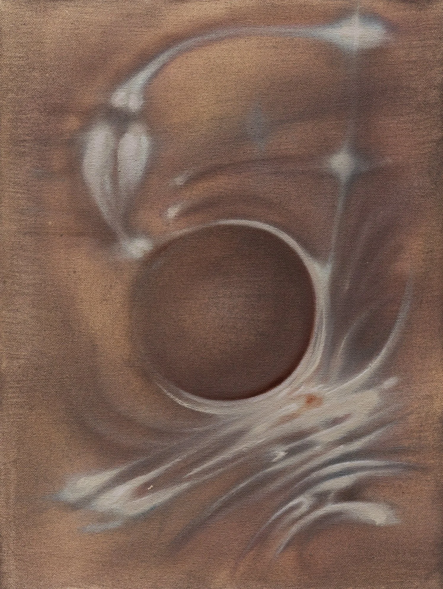 Atom, 2025. Oil on cotton canvas — 35 x 25 cm
