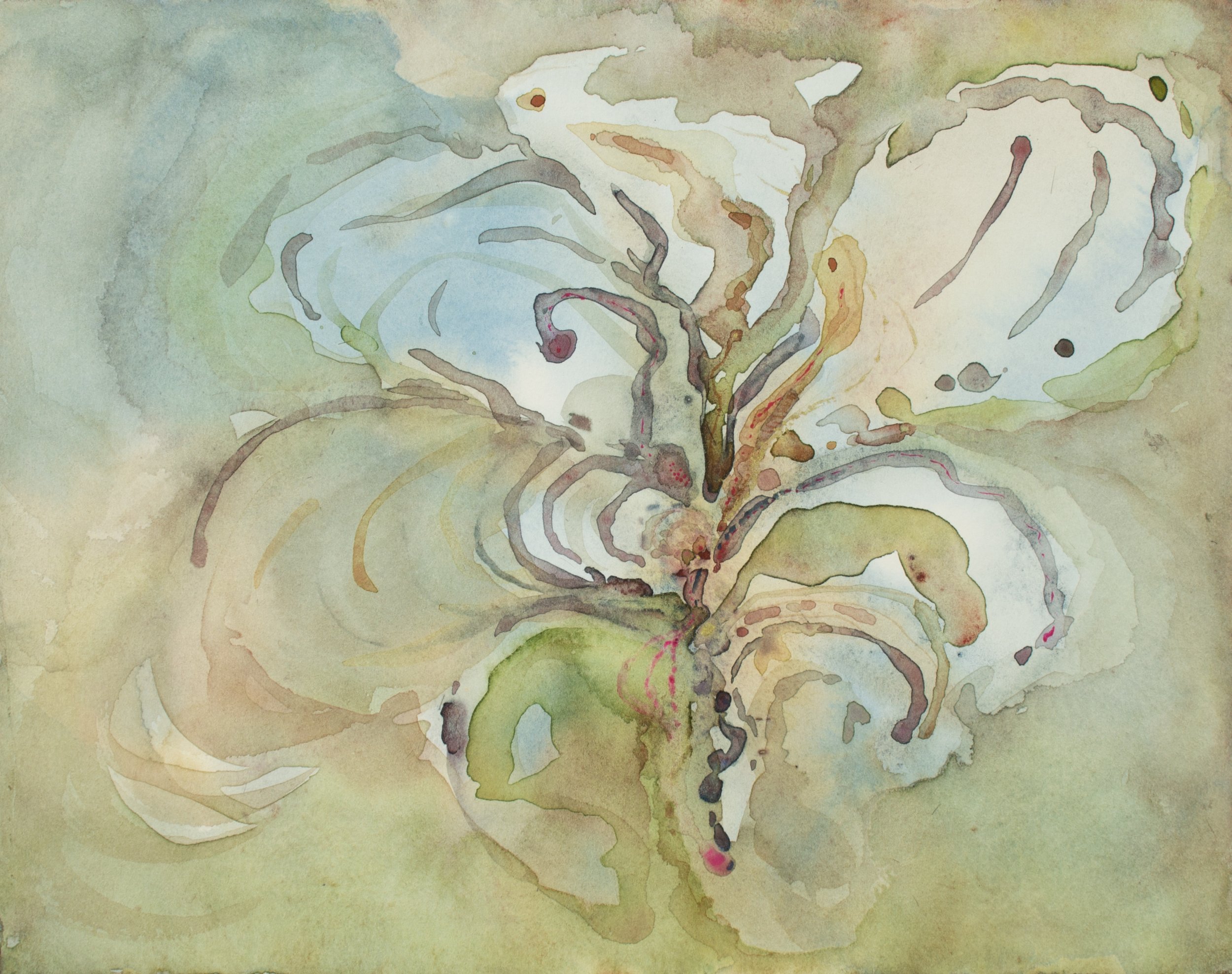 Legume, 2025. Watercolour and metal medium on paper — 20.3 x 25.4 cm