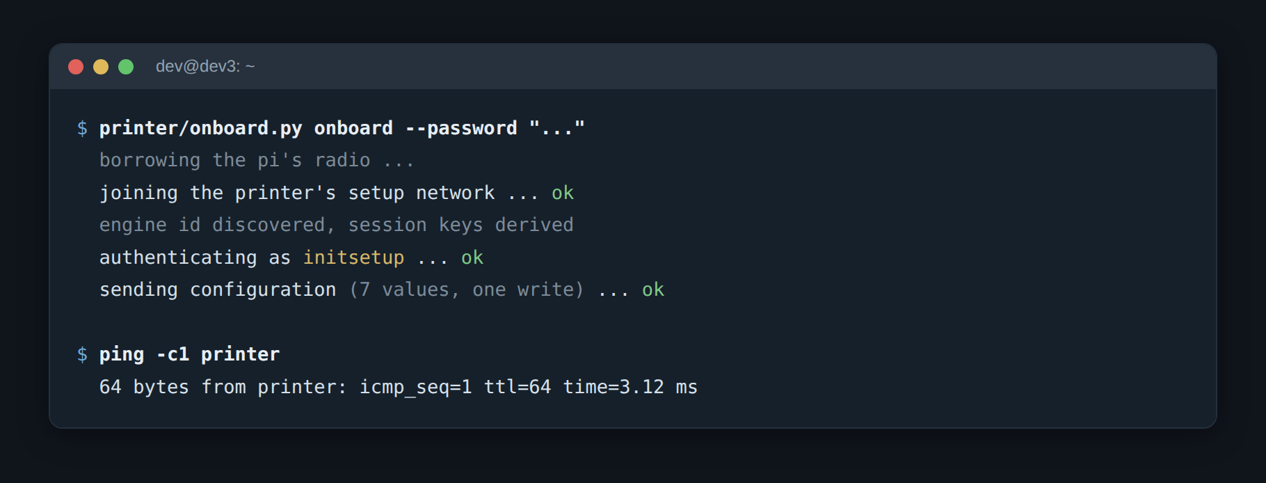 The whole thing, start to finish. Typeset for legibility rather than pasted from a live run, but the commands and the output are real.
