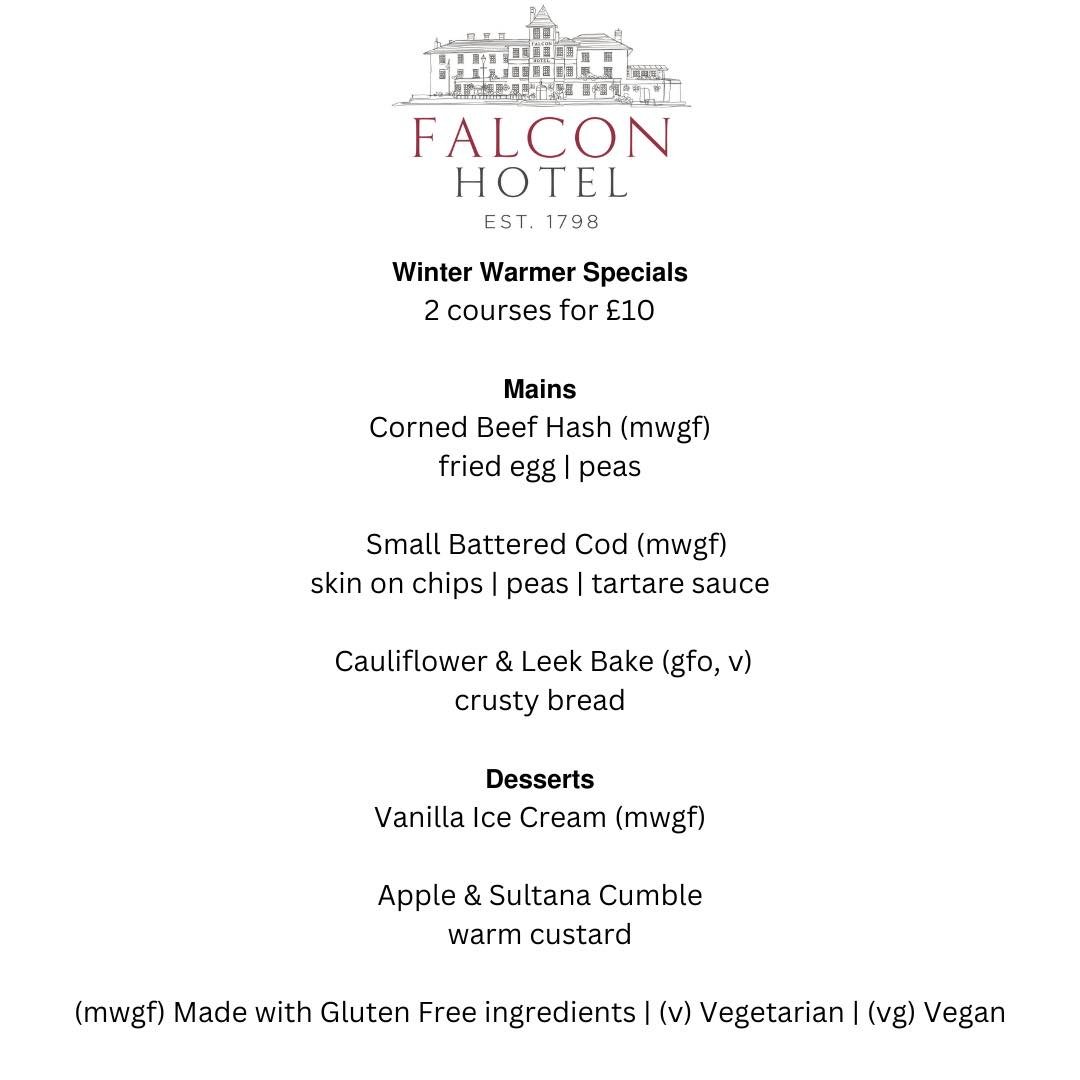 𝐖𝐈𝐍𝐓𝐄𝐑 𝐖𝐀𝐑𝐌𝐄𝐑 𝐒𝐏𝐄𝐂𝐈𝐀𝐋𝐒 ❄️🍽️

Join us this Monday and Tuesday for an amazing deal &ndash; 2 courses for &pound;10! 🥘🍰

📅 12pm - 3pm

Don&rsquo;t miss out &ndash; call us now to book your table: 01288 352005 ☎️