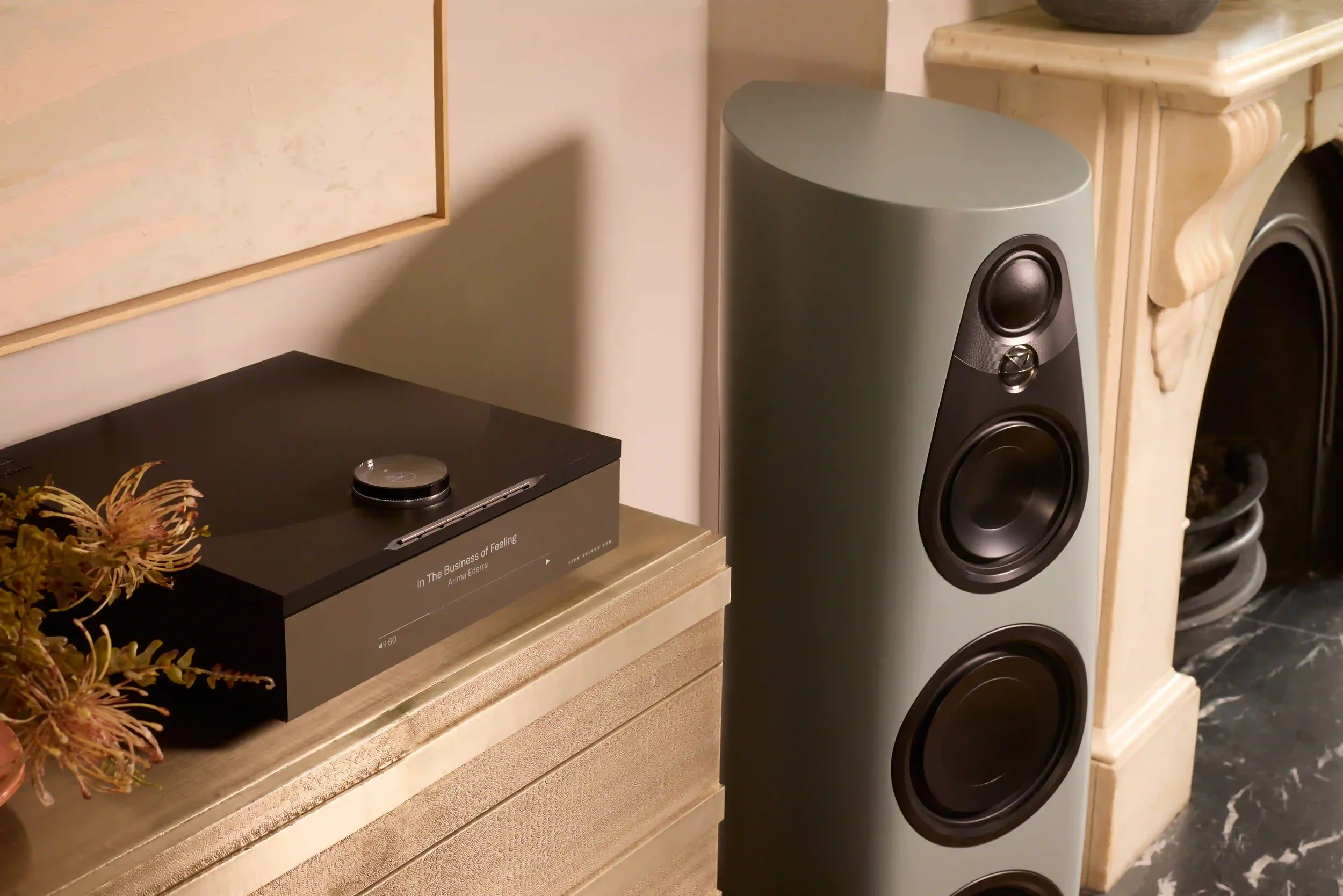 A Linn 360 floor-standing speaker with Linn Klimax DSM.