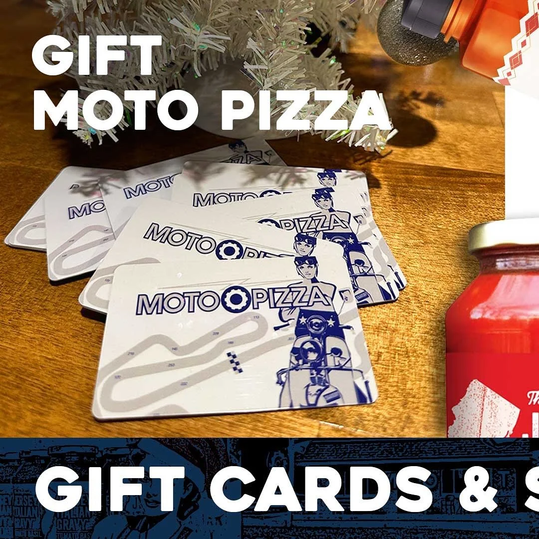 🎄 Last Minute Gift ideas!!
Moto Pizza has gift cards and shelf’s full of our favorite brands and products to enjoy pizza at home this holiday. Stop in today and grab a Gift Card for the pizza lover in your home.