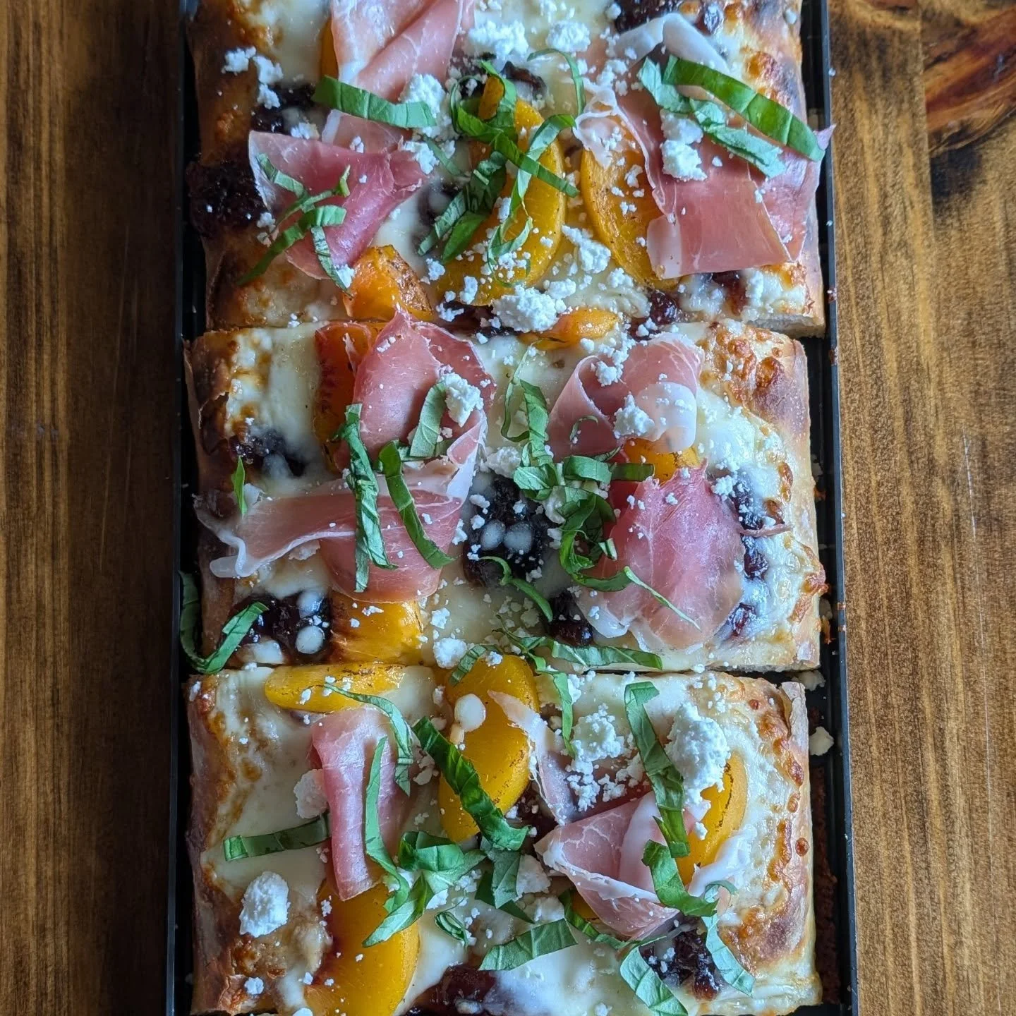 Nicole's Roman style w/carm onion jam, grilled peaches, feta, and prosciutto is beating the hell out of my oyster mushroom masterpiece. There, I said it, Nicole.