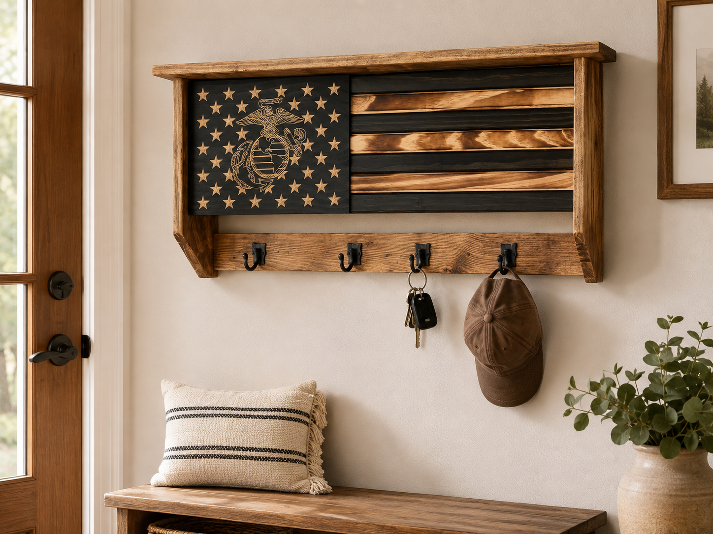 Military Branch Flag Concealment Coat Rack
